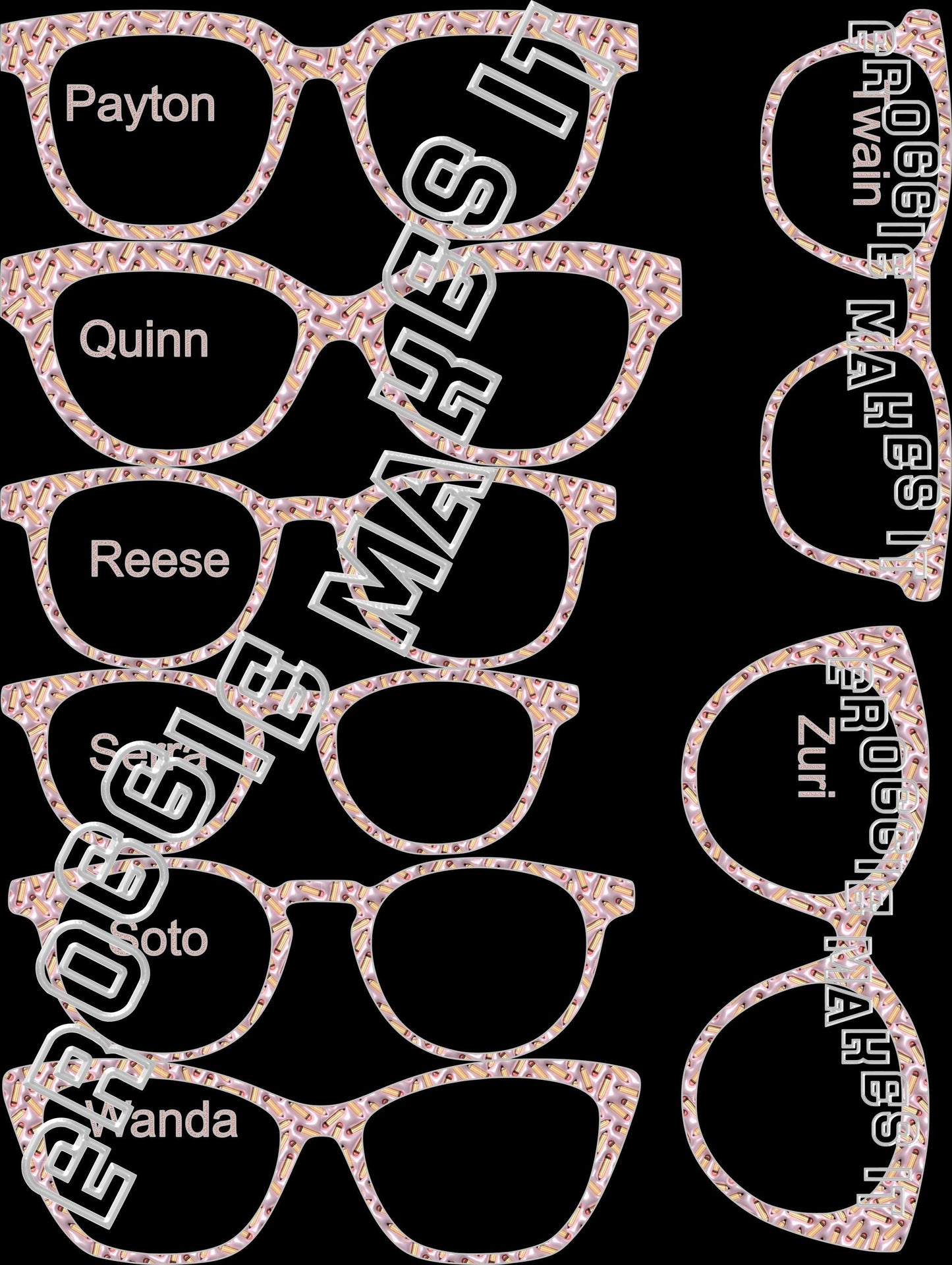 Translucent Faux Puffy Pencils topper compatible with Pair Eyewear frames with translucent option