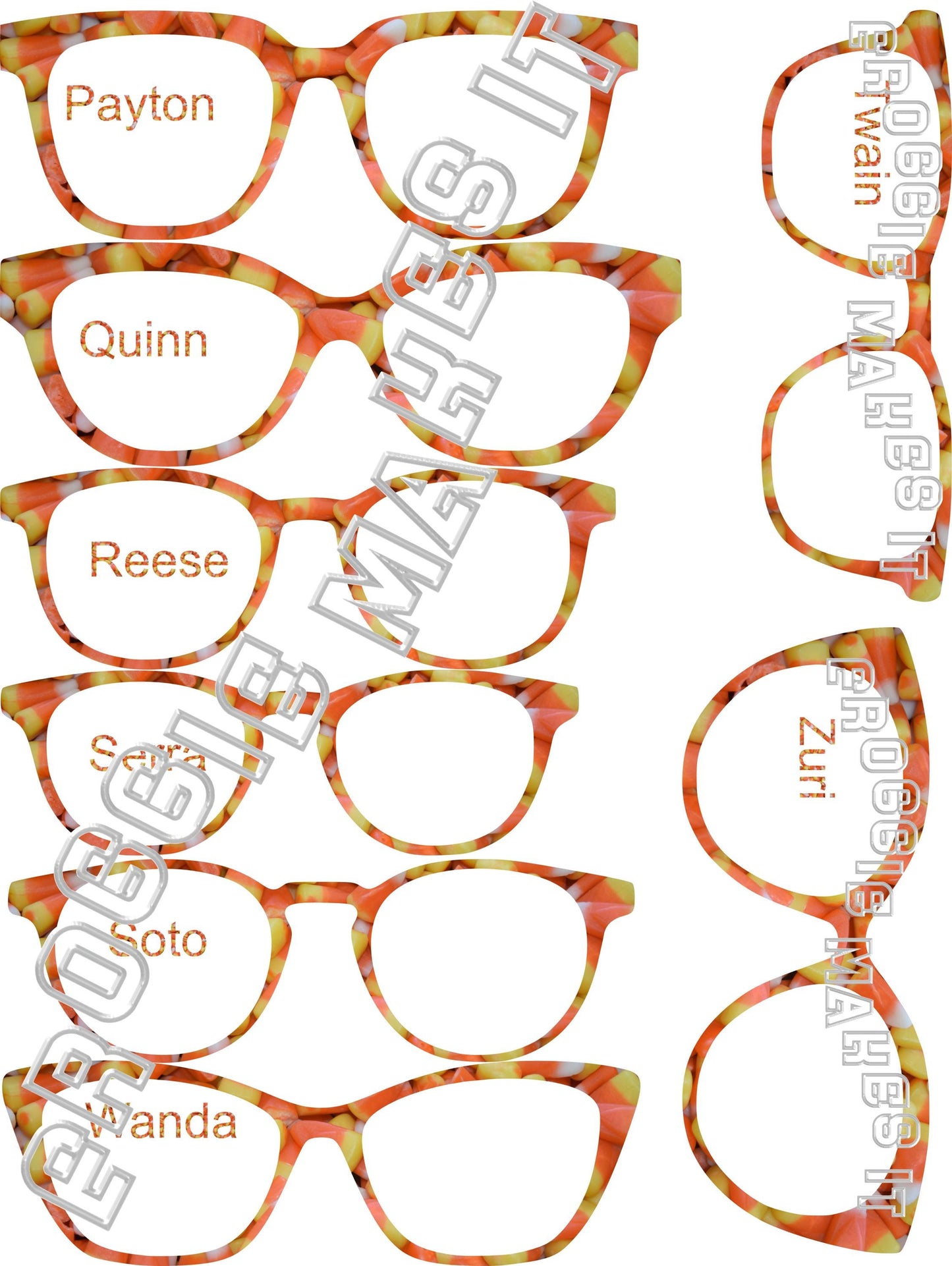 Opaque Candy Corn frame topper compatible with Pair frames +
