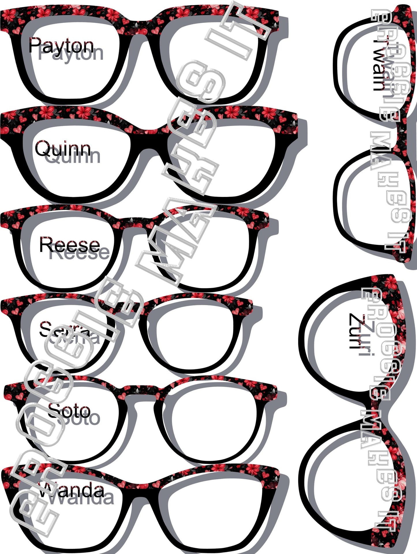 Holographic Passion Petals Split frame topper to fit Pair frames, black