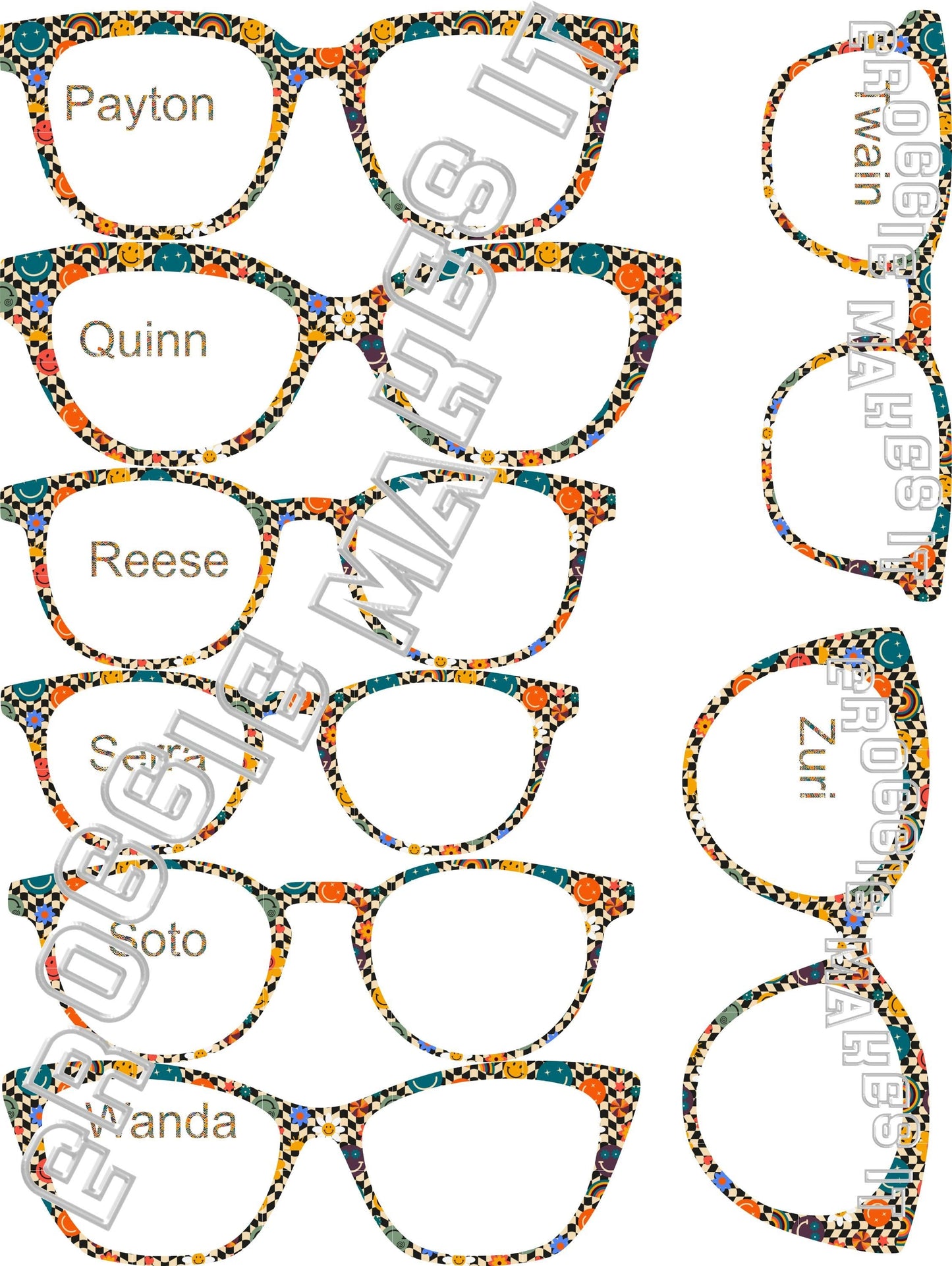 Holographic Retro Smiley Flowers frame topper compatible with Pair frames