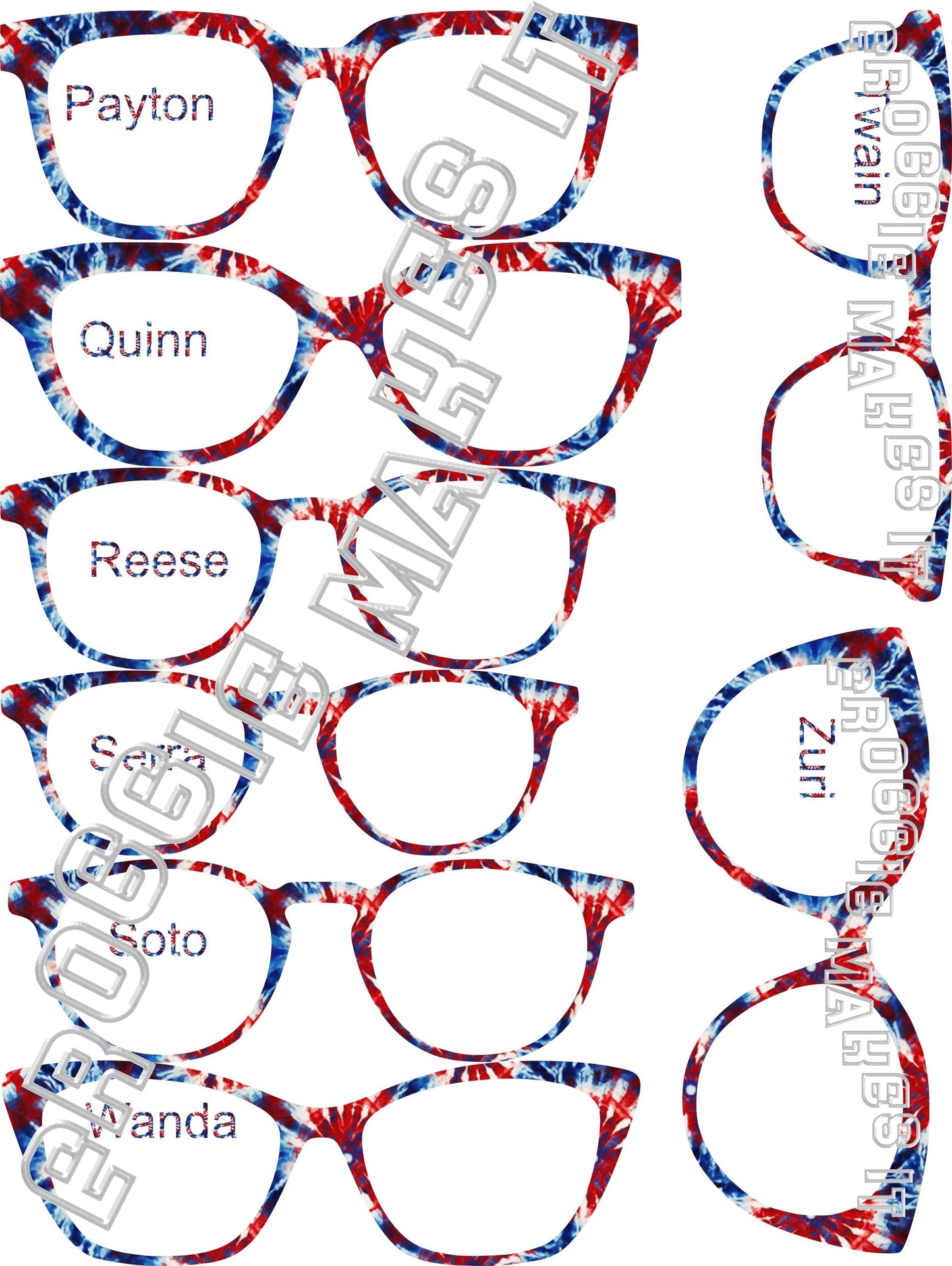Holographic Red White & Blue Tie-Dye frame topper compatible with Pair frames