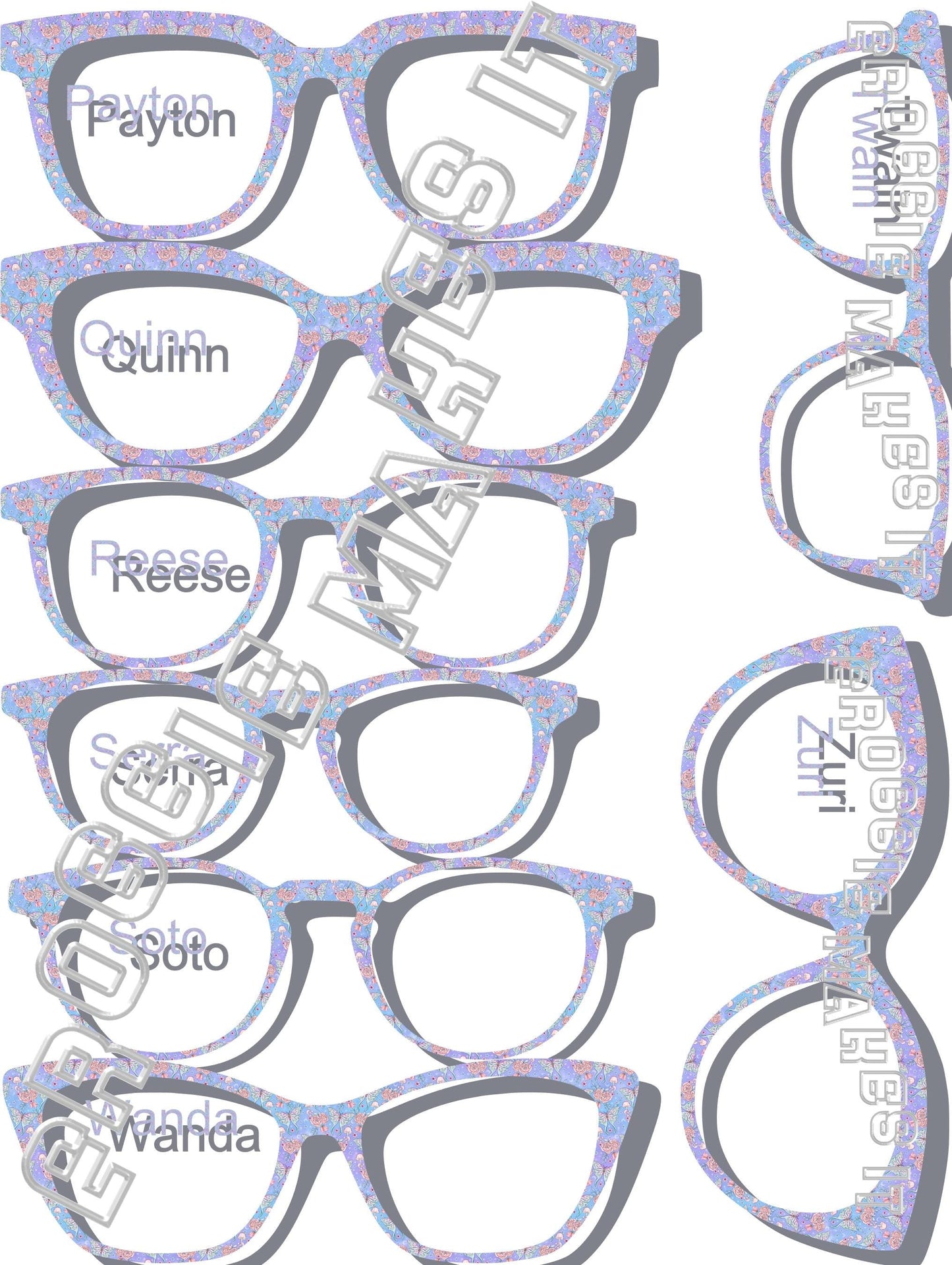 Holographic Pastel Butterflies frame topper to fit Pair frames
