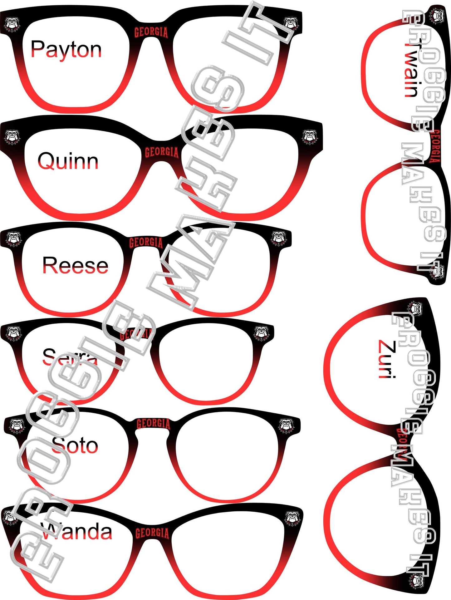 Translucent/Clear Black to Red Split frame Georgia topper compatible with Pair Eyewear frames
