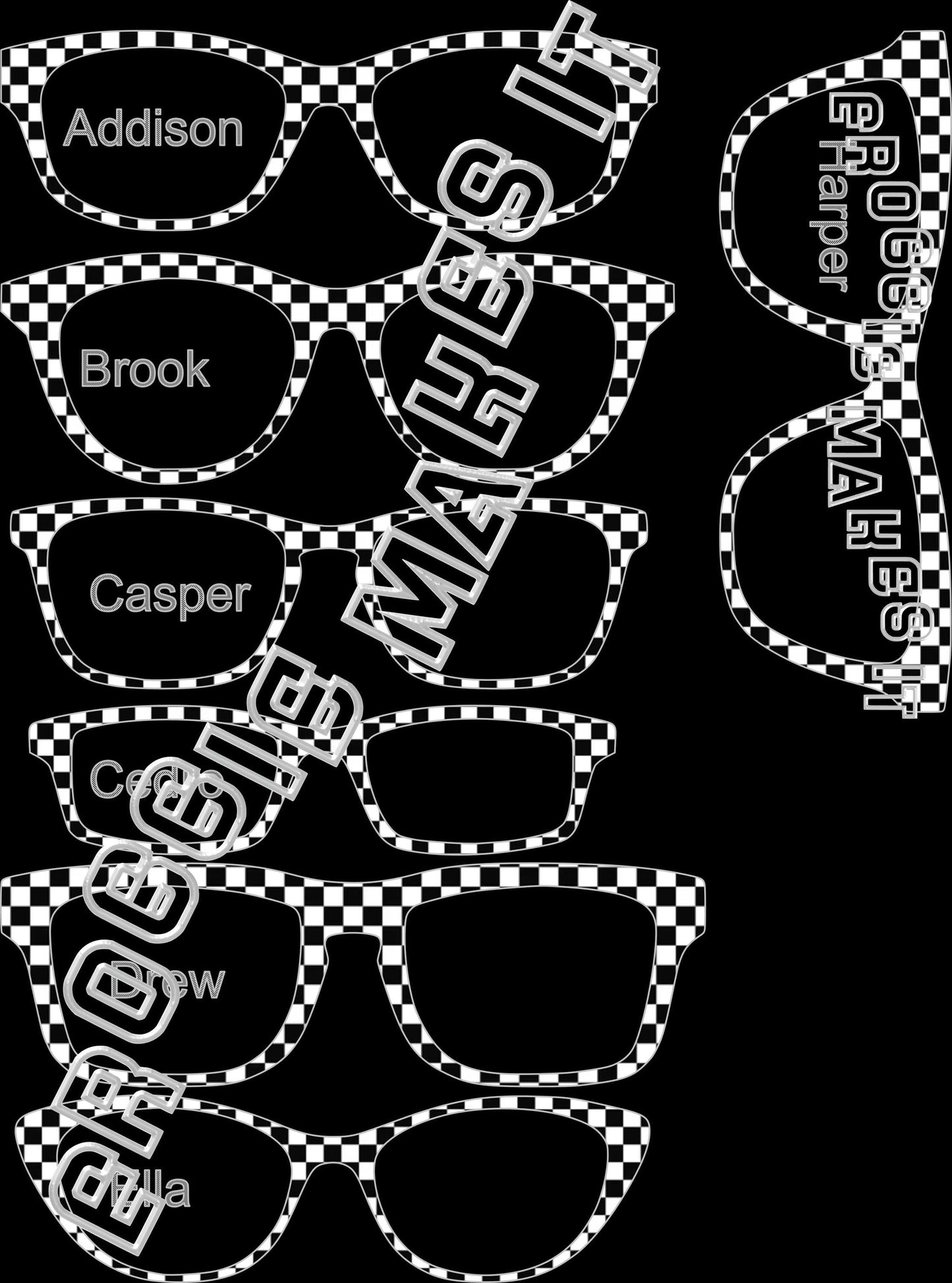 Translucent BW Checkerboard frame topper compatible with Pair frames +