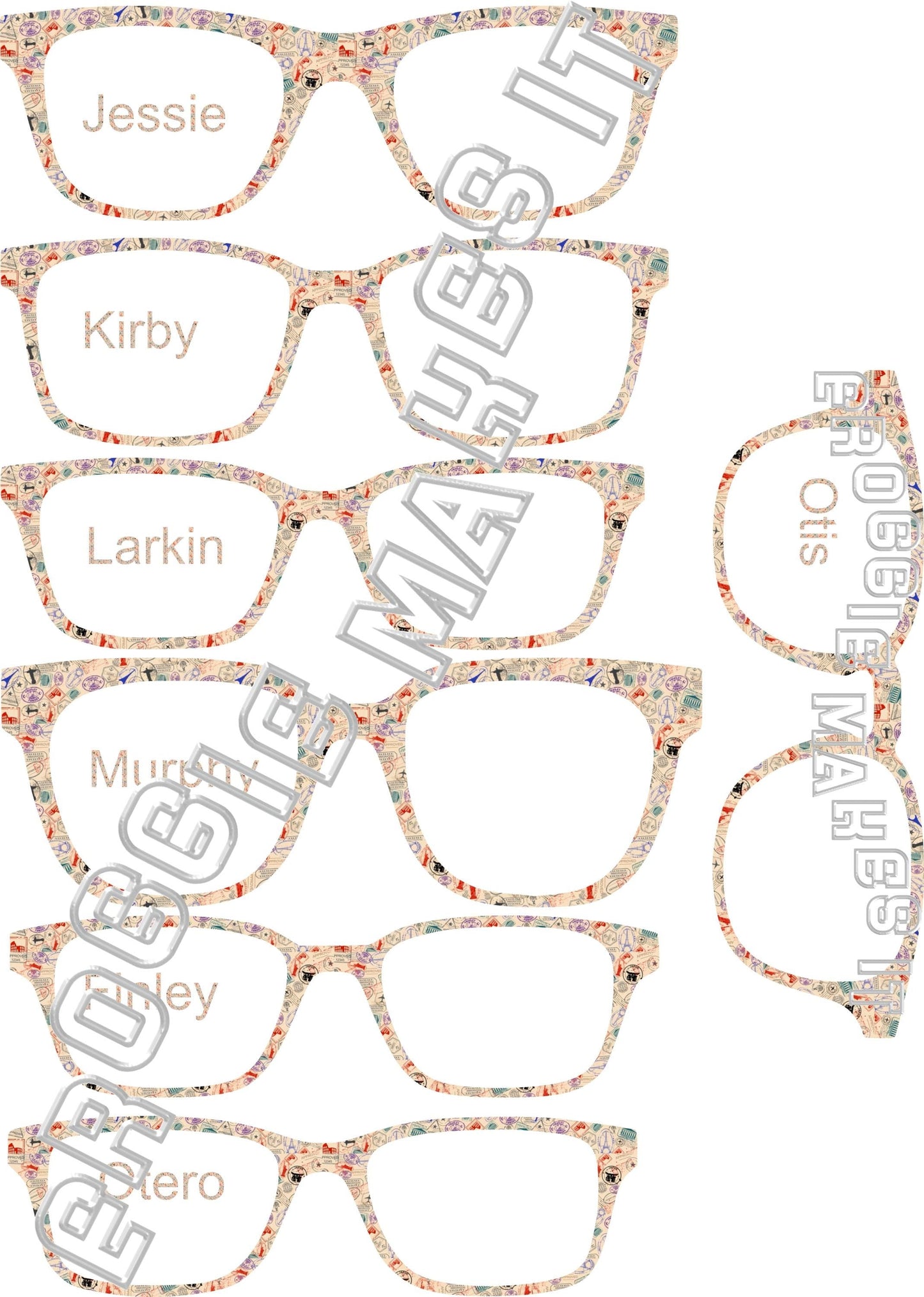 Holographic Passport Stamps frame topper compatible with Pair frames