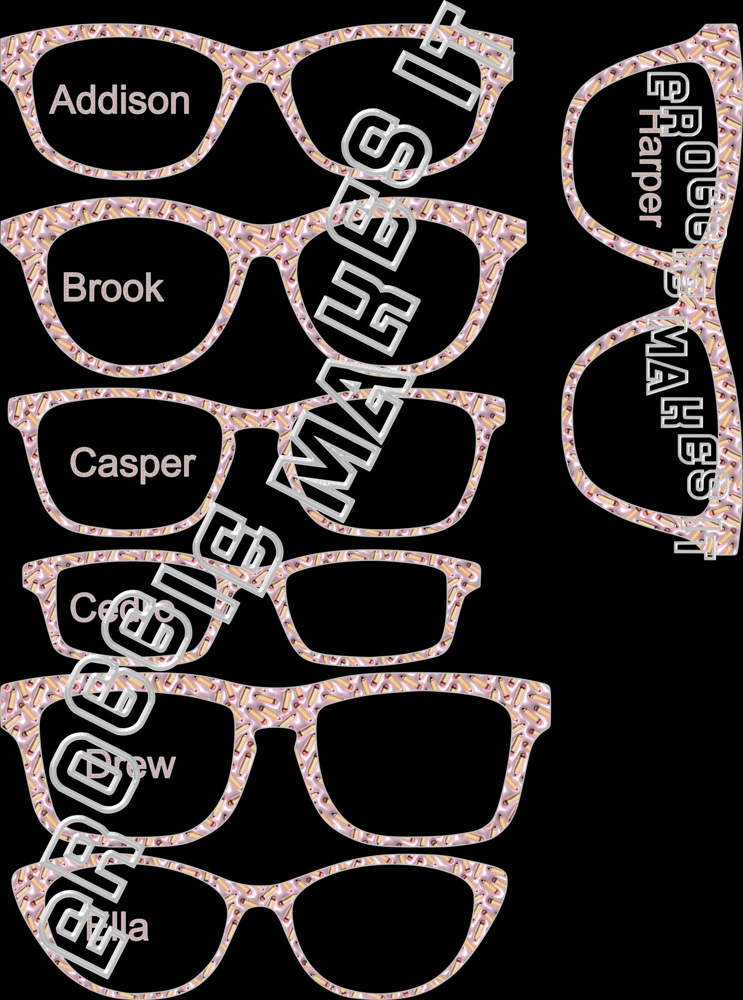Translucent Faux Puffy Pencils topper compatible with Pair Eyewear frames with translucent option