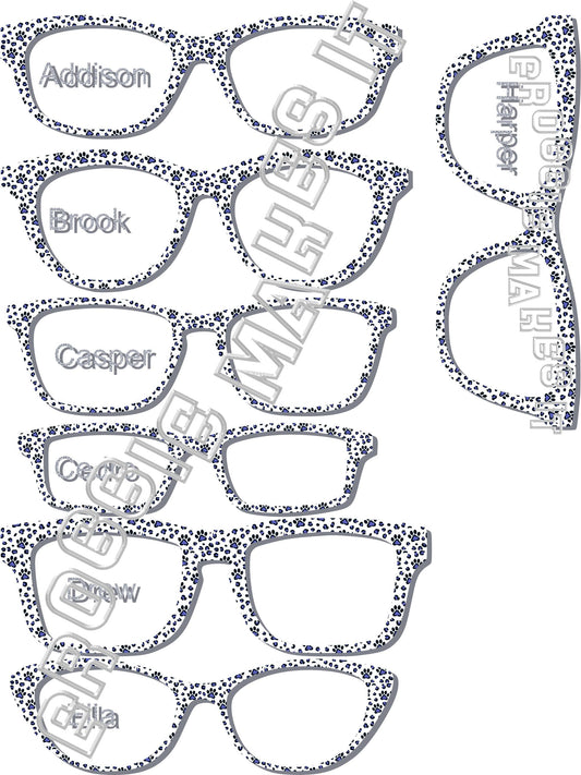 Opaque Blue Paw Prints frame topper for Pair frames
