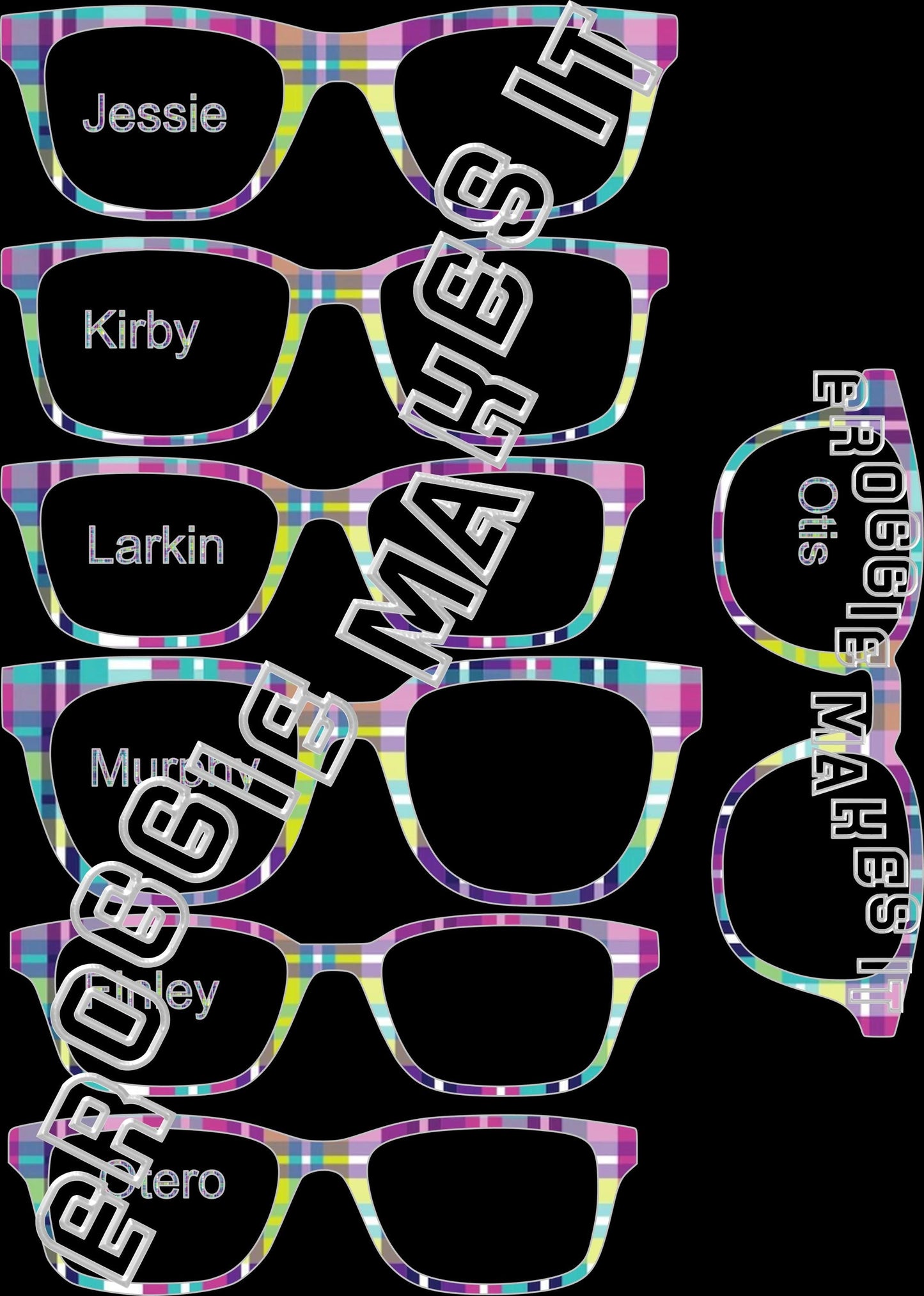 Holographic Summer Plaid frame topper compatible with Pair frames