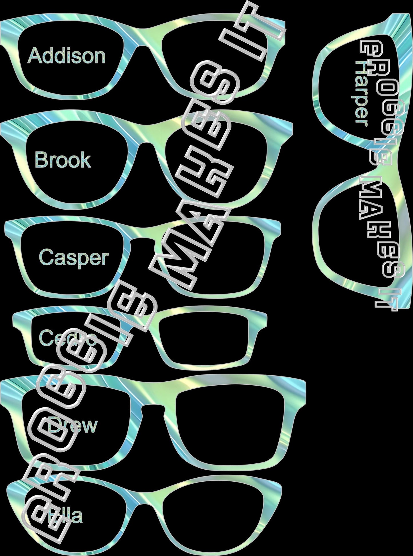 Holographic Ocean Swirls frame topper compatible with Pair frames