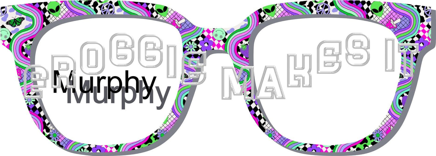 Opaque Groovy, Out of this World, Retro, Hippie, Alien frame topper to fit Pair frames- 2nd Color Option