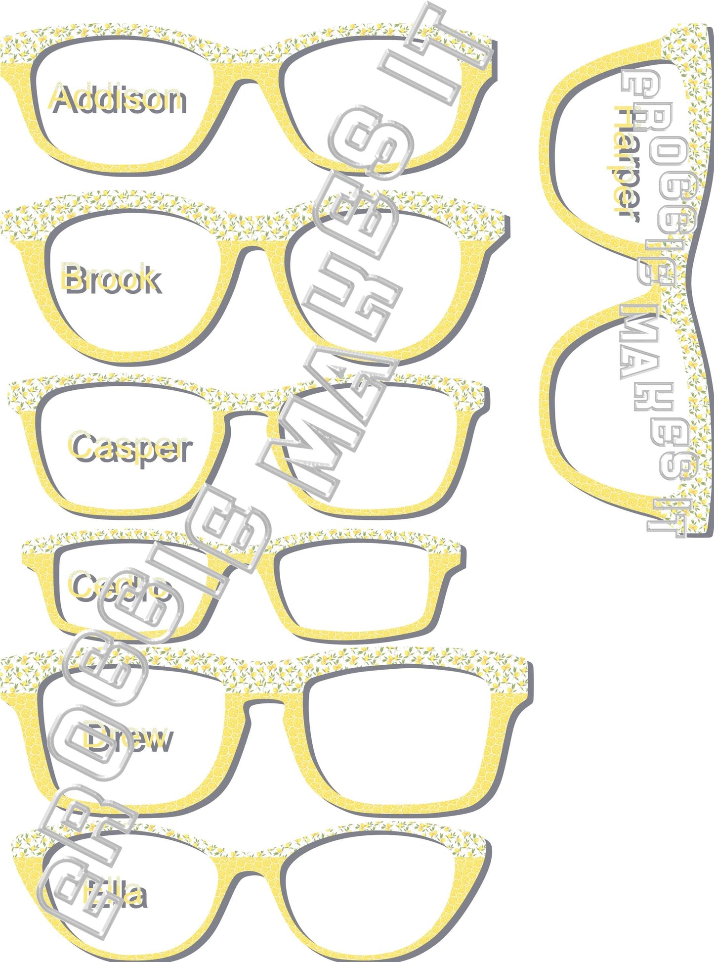 Holographic Lemons over lemon slices split frame topper to fit Pair frames