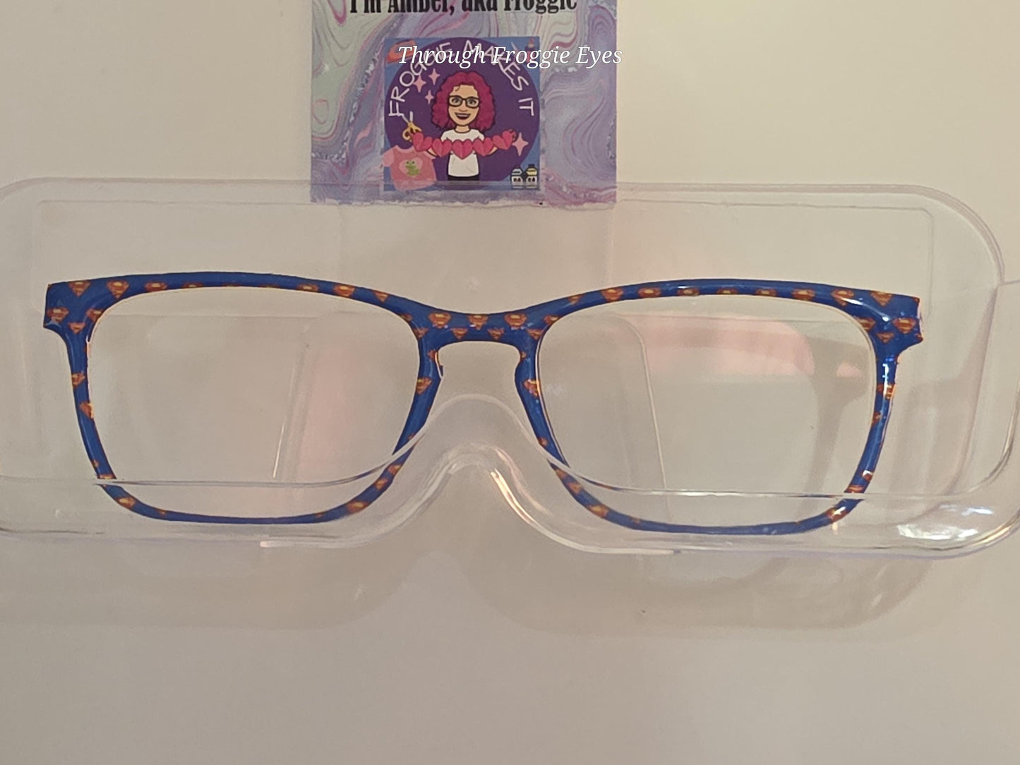 Opaque Superman Blue frame topper compatible with Pair Eyewear frames with translucent option