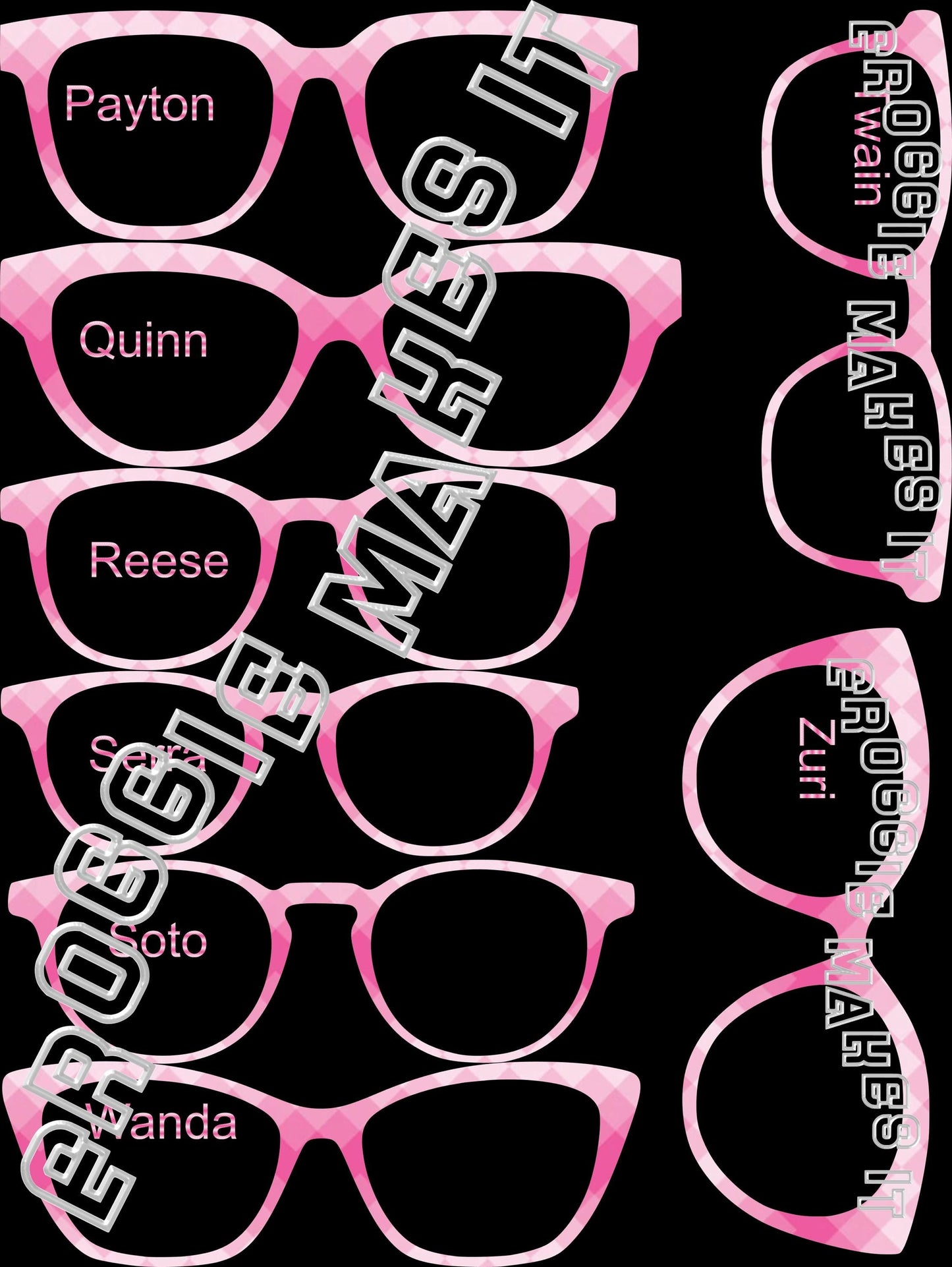 Holographic Pink Diamond Ombre frame topper compatible with Pair frames