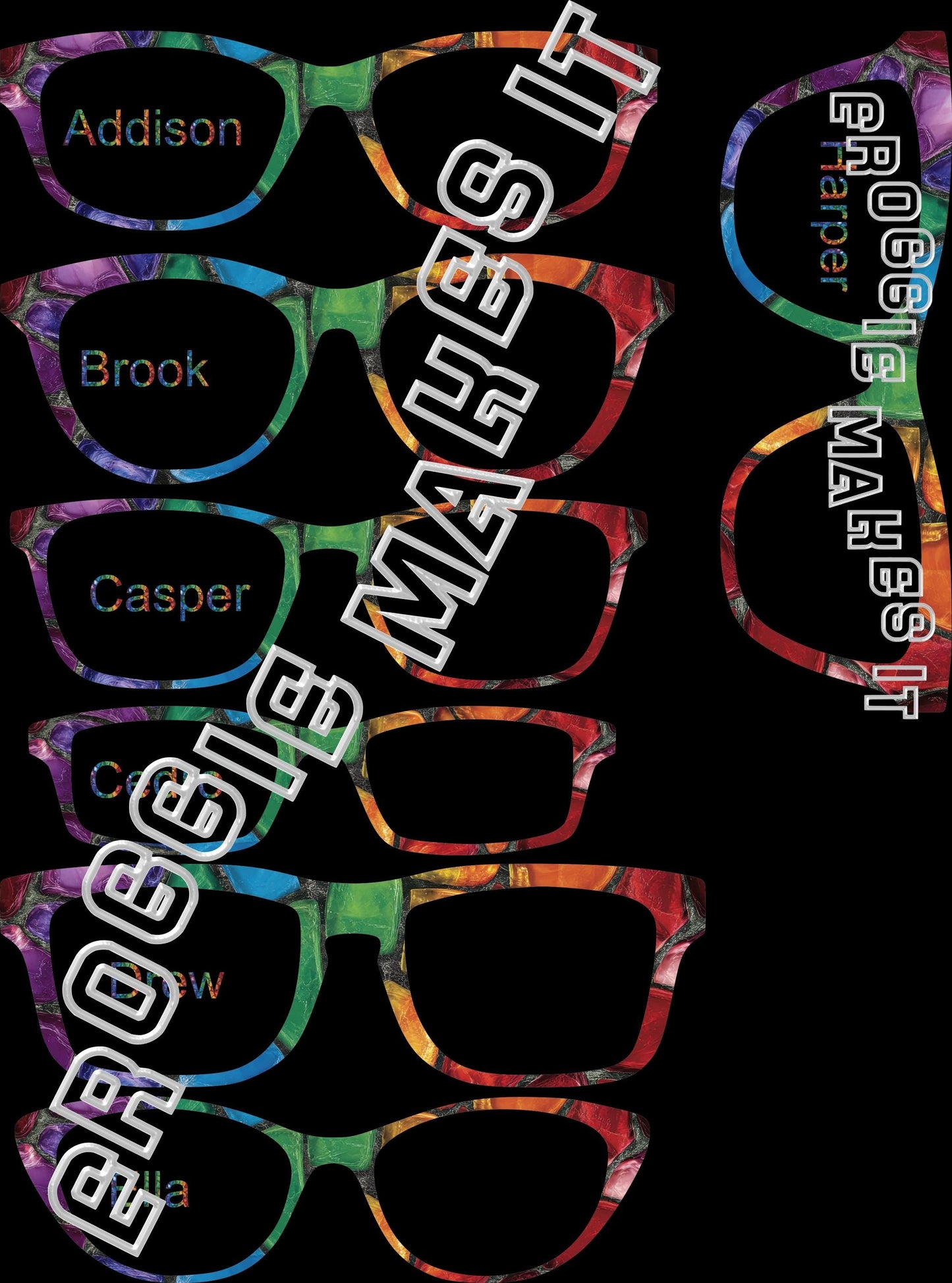 Holographic Mosaic29 frame topper compatible with Pair frames +