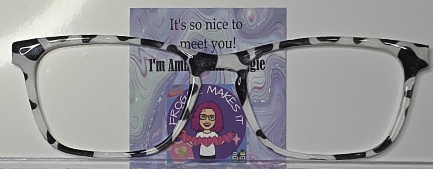 Opaque Cow print frame topper compatible with Pair Eyewear frames with translucent option