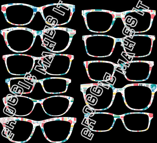 Opaque Cute School Supplies topper compatible with Pair Eyewear frames with translucent option