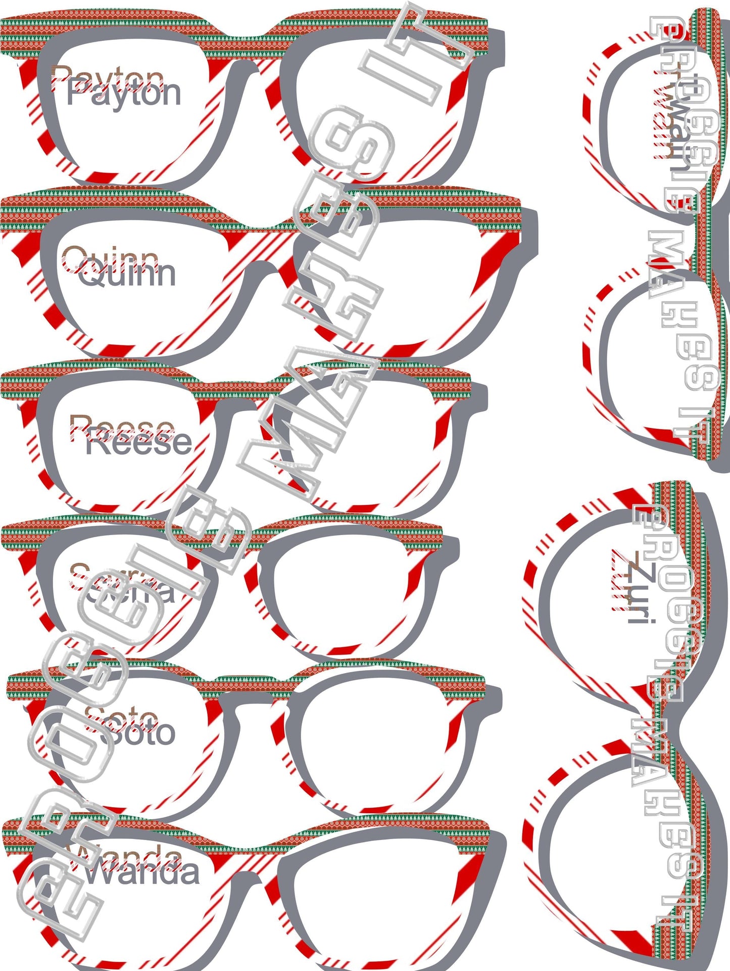 Holographic Holiday Sweater1 over Candy Cane Stripes frame topper compatible with Pair frames