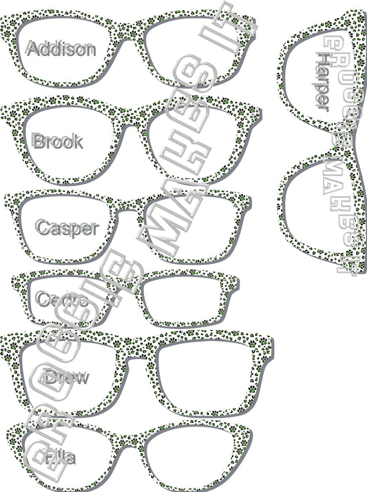 Translucent Green Paw Prints frame topper to fit Pair frames