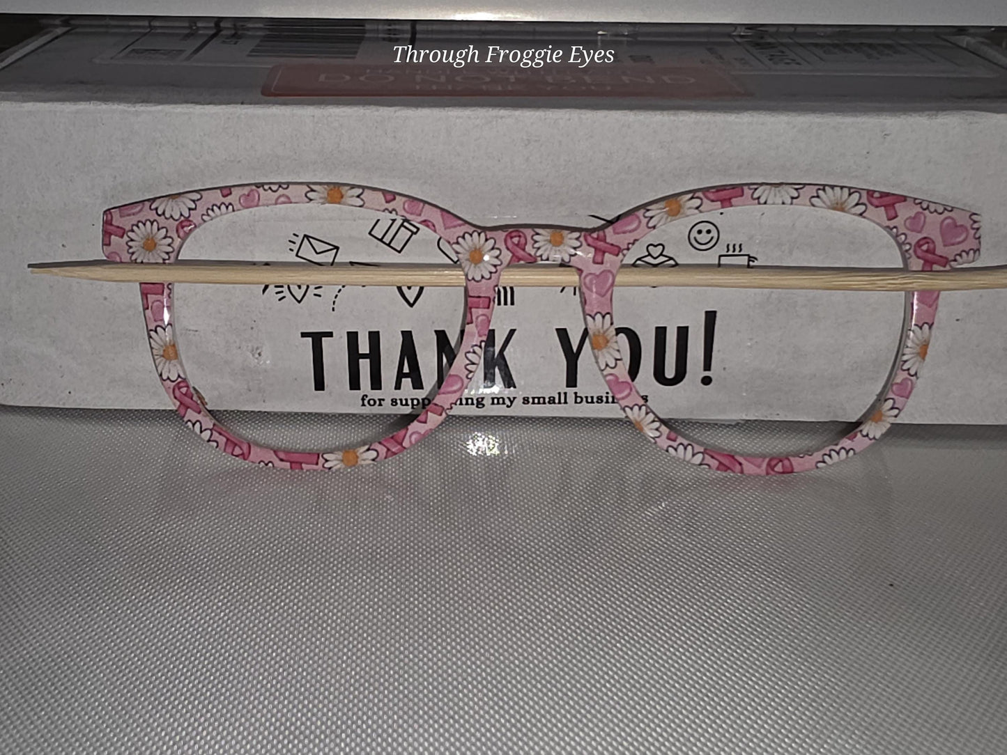 Holographic Pretty in Pink Breast Cancer Daisies magnetic frame topper compatible with Pair frames, laser cut clear, thin acrylic