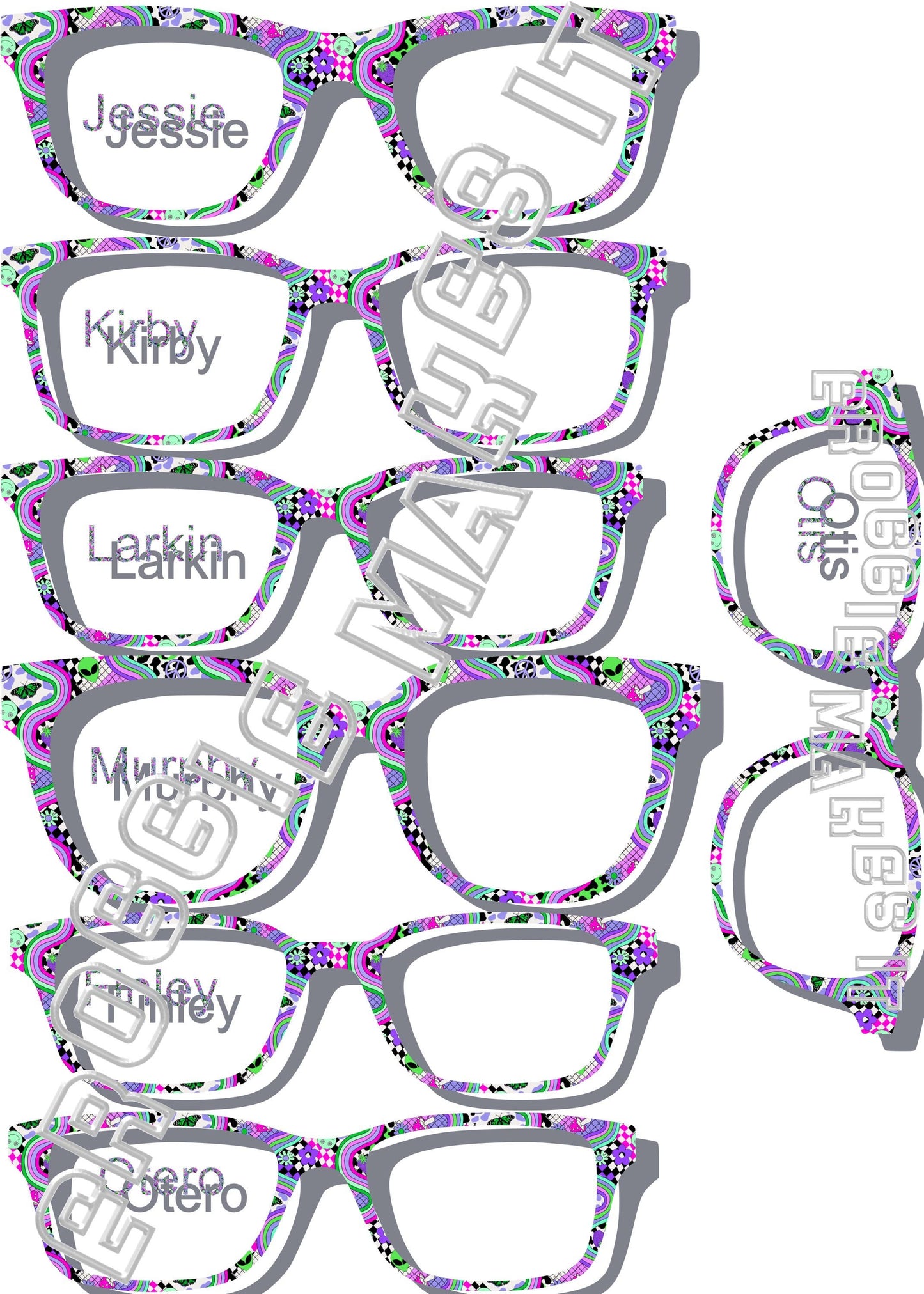 Opaque Groovy, Out of this World, Retro, Hippie, Alien frame topper to fit Pair frames- 2nd Color Option