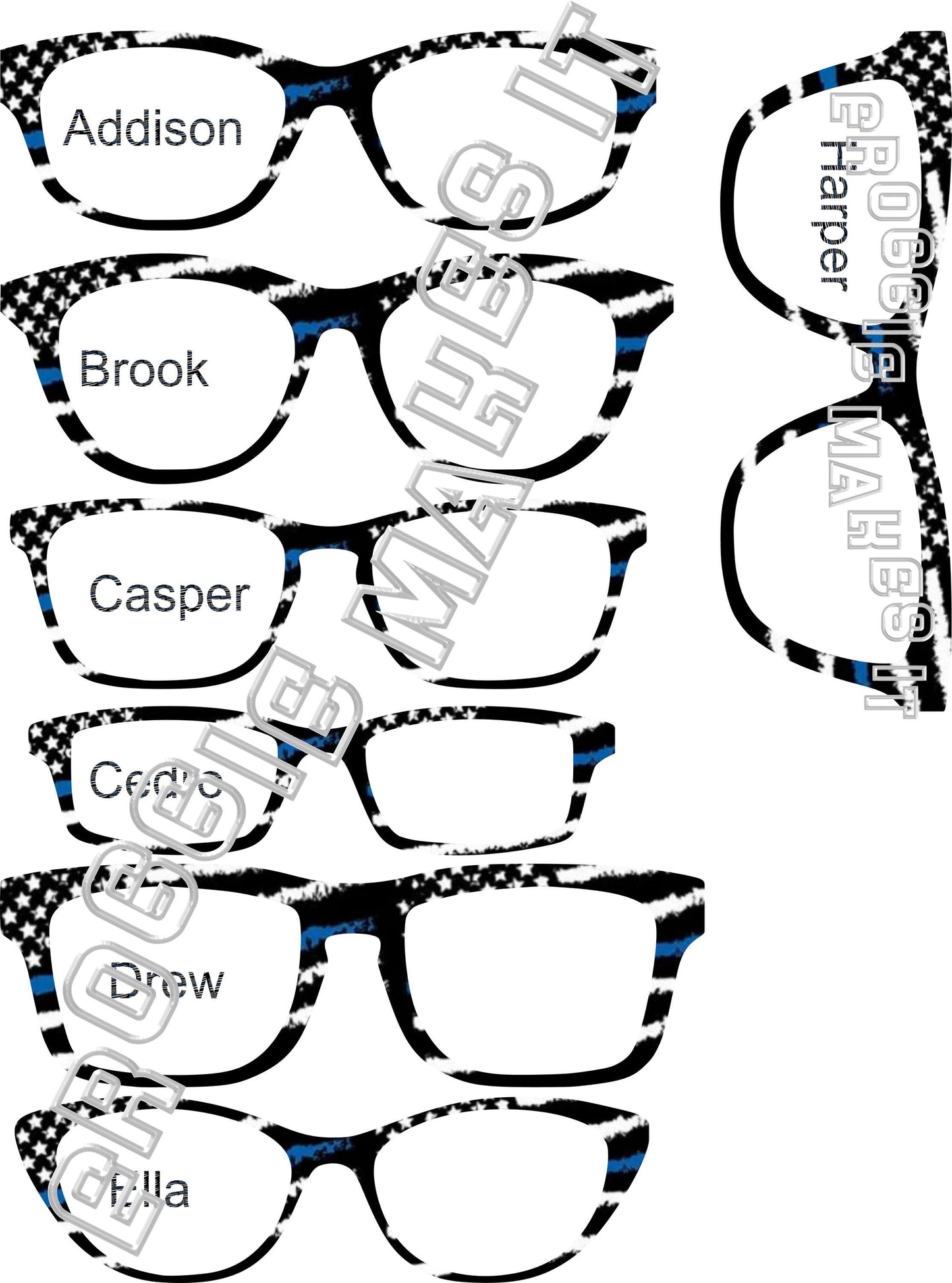 Opaque Back the Blue frame topper compatible with Pair frames +