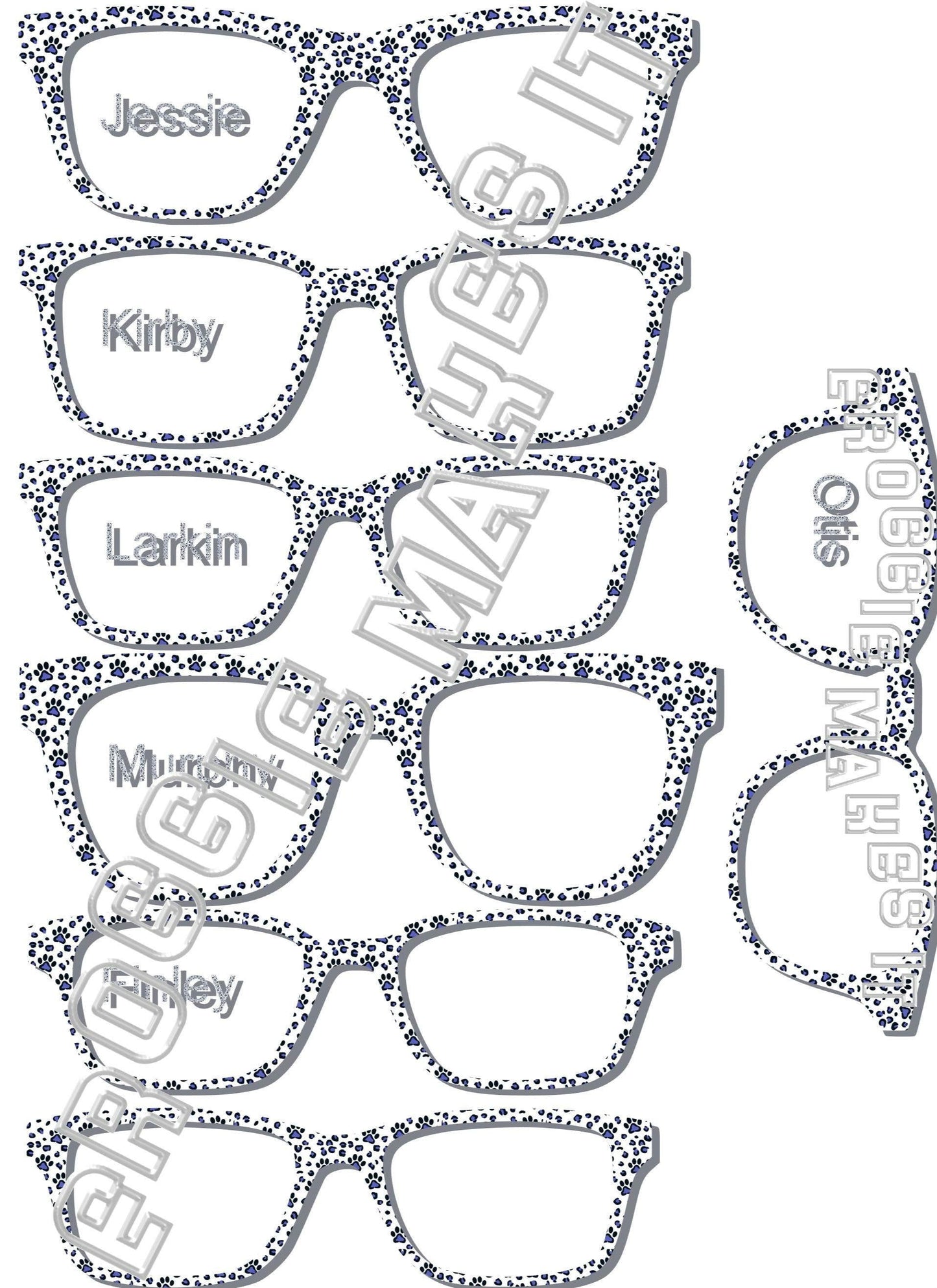 Opaque Blue Paw Prints frame topper for Pair frames