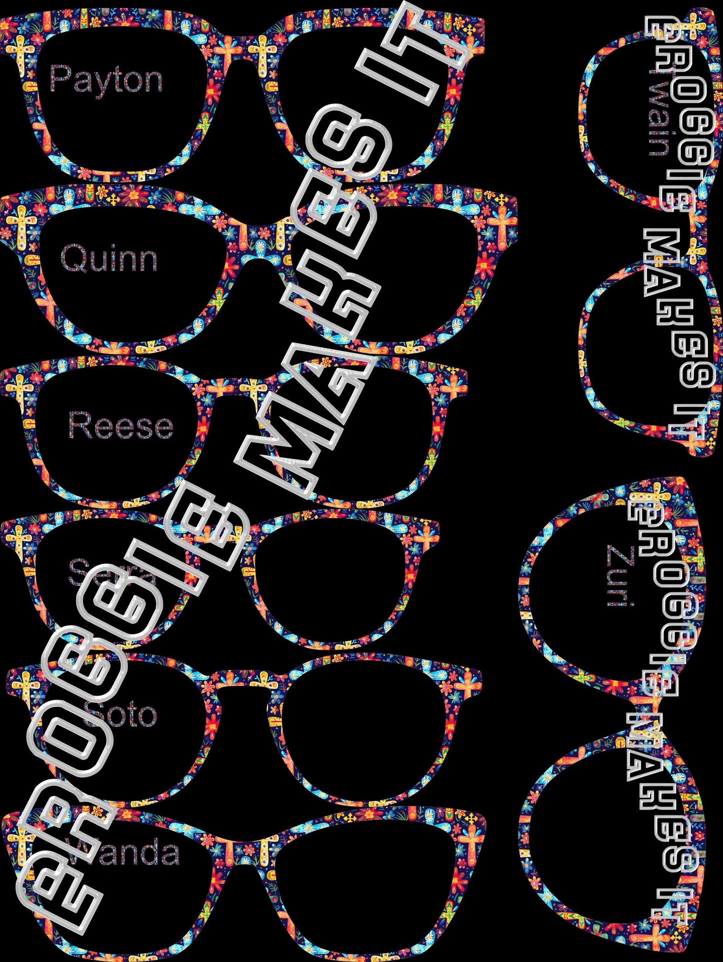 Holographic The Colorful Crosses on Navy BG frame topper compatible with Pair frames