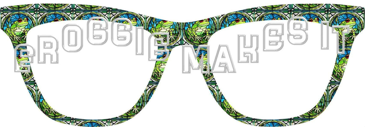 Opaque Frog Stained Glass #6 frame topper to fit Pair frames