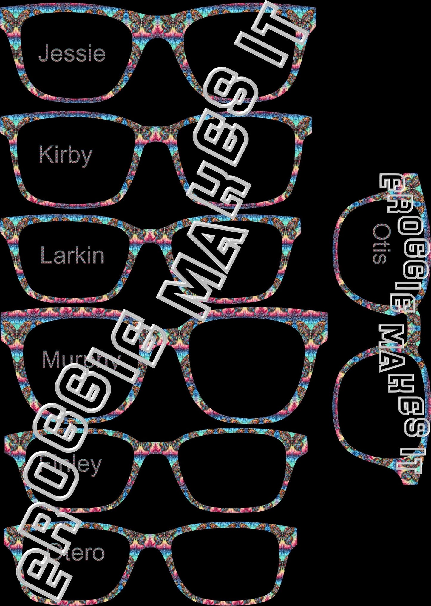 Holographic The Tie Dye Butterfly frame topper compatible with Pair frames with translucent option