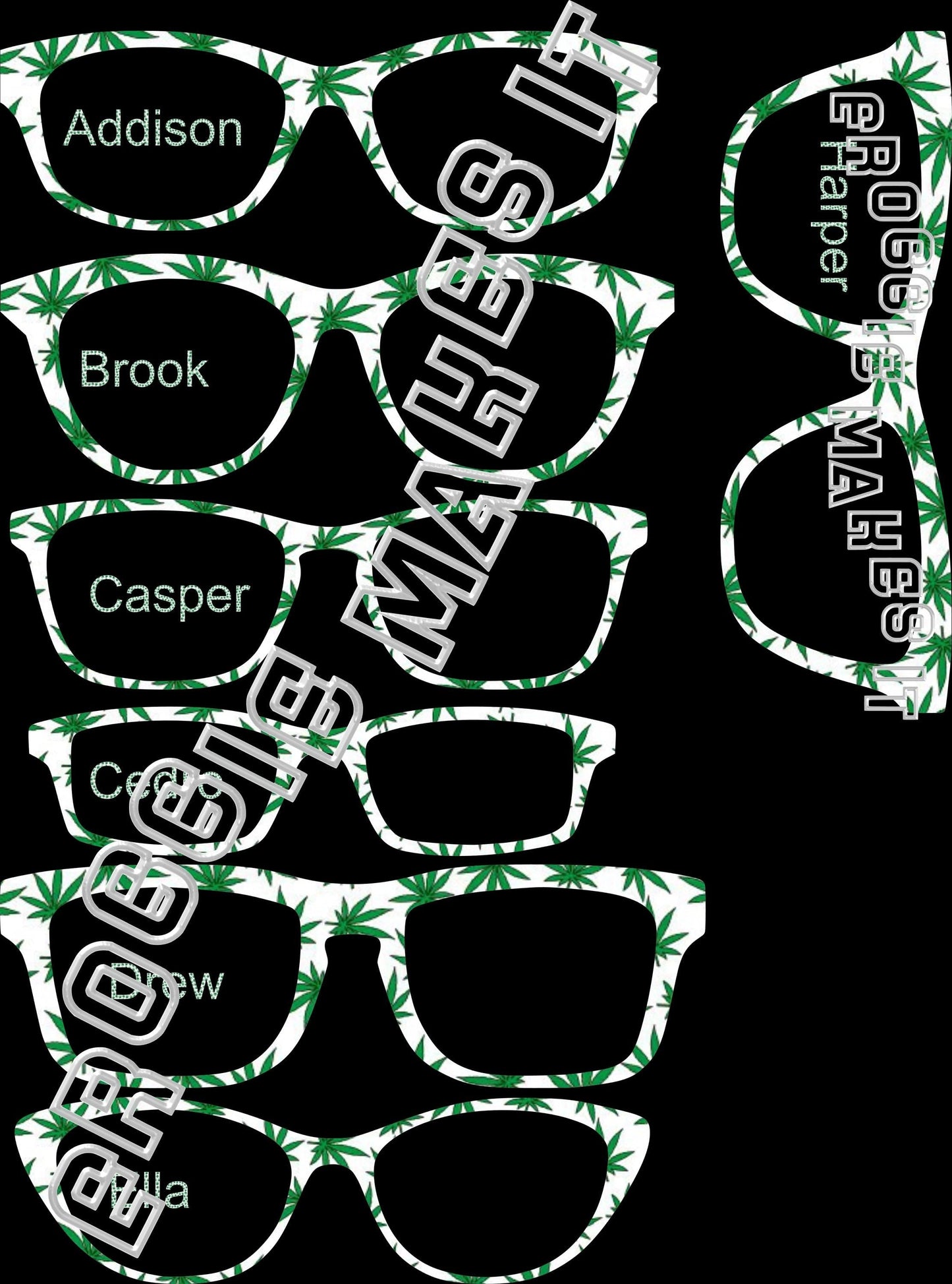 Translucent Green Leaves frame topper compatible with Pair frames +
