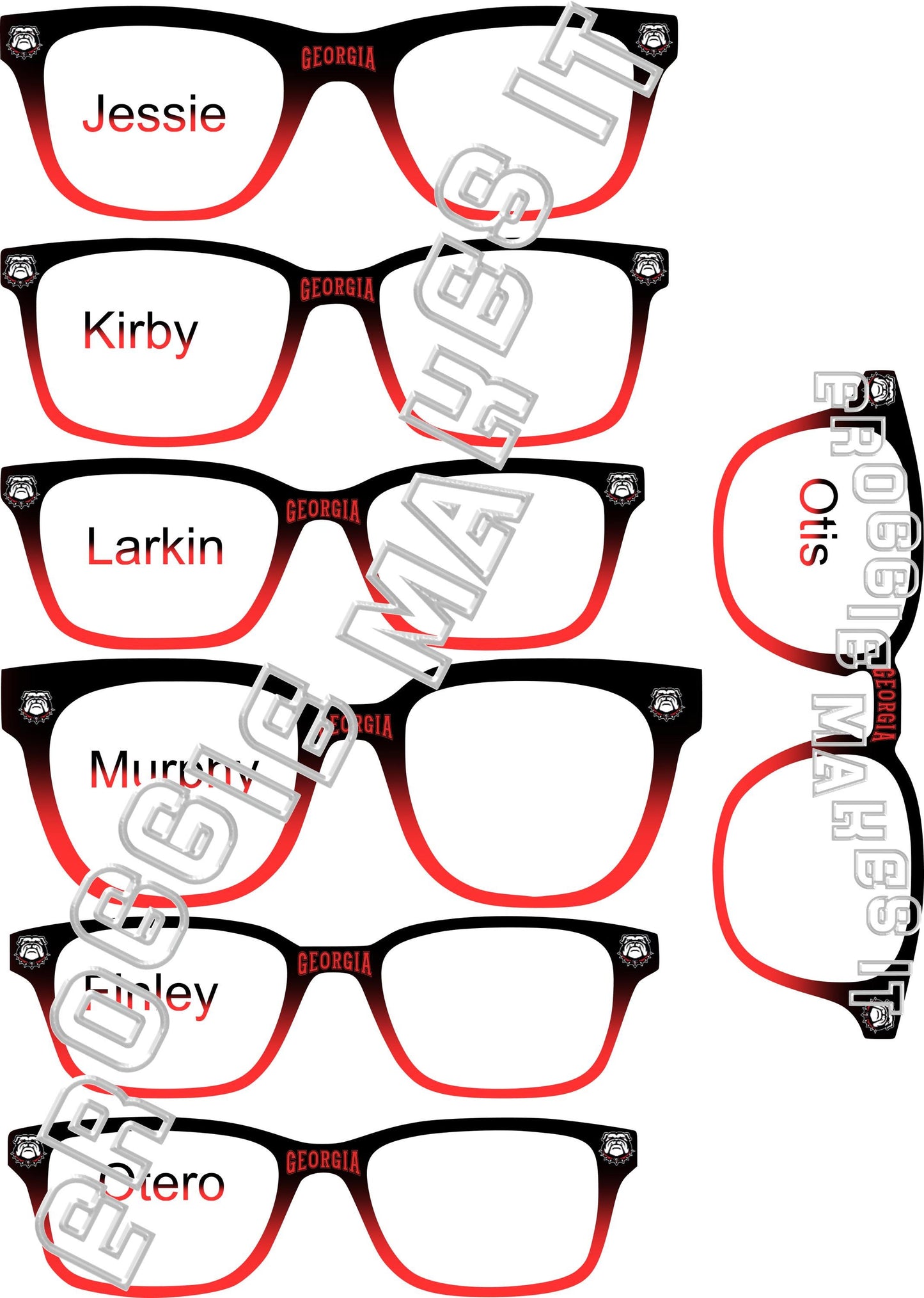 Translucent/Clear Black to Red Split frame Georgia topper compatible with Pair Eyewear frames