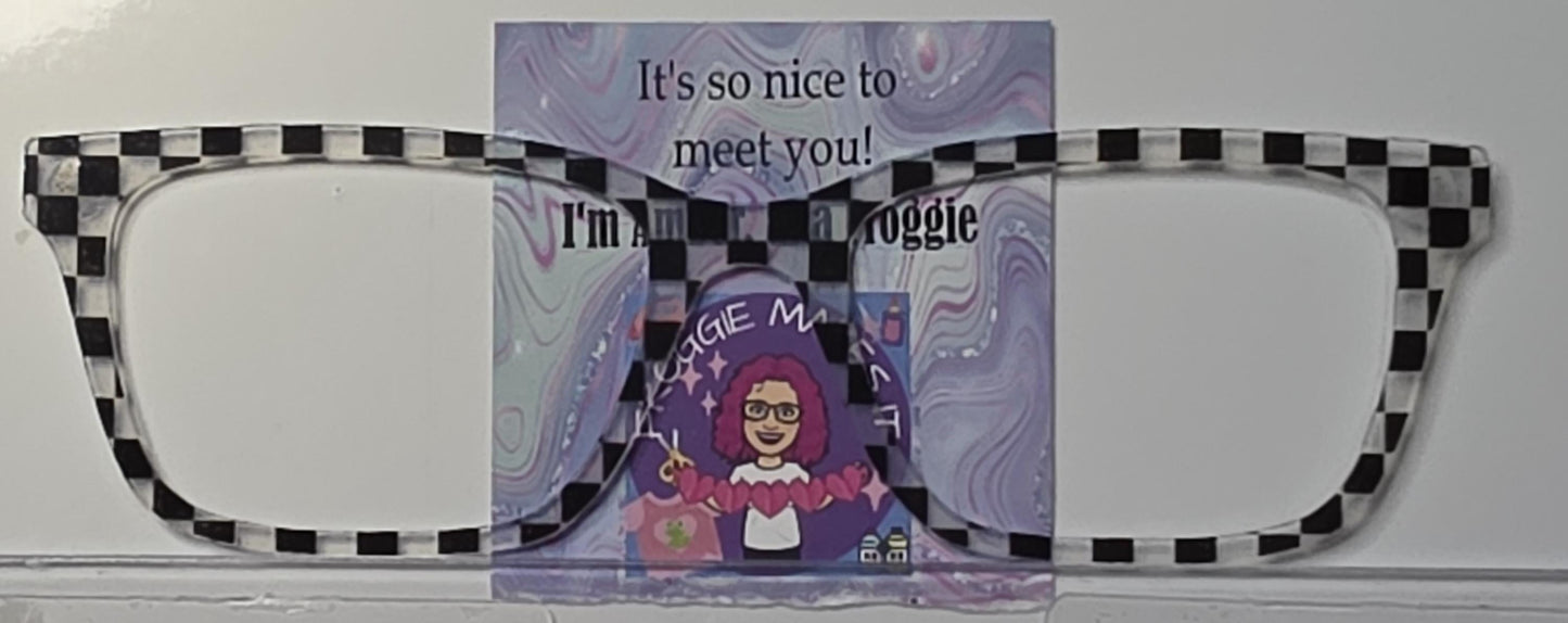 Holographic Orange & White Checkerboard frame topper compatible with Pair frames