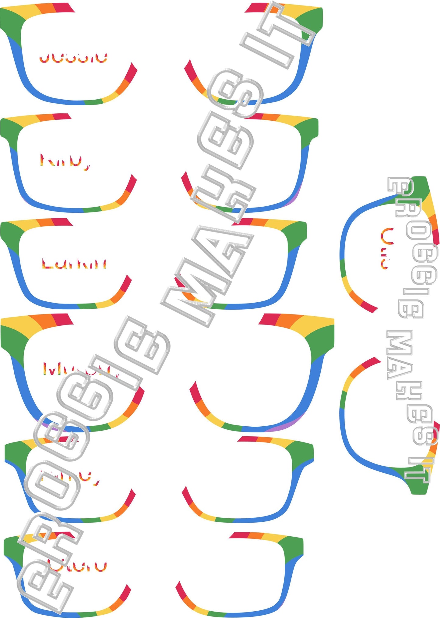 Opaque Rainbow Waves frame topper compatible with Pair frames