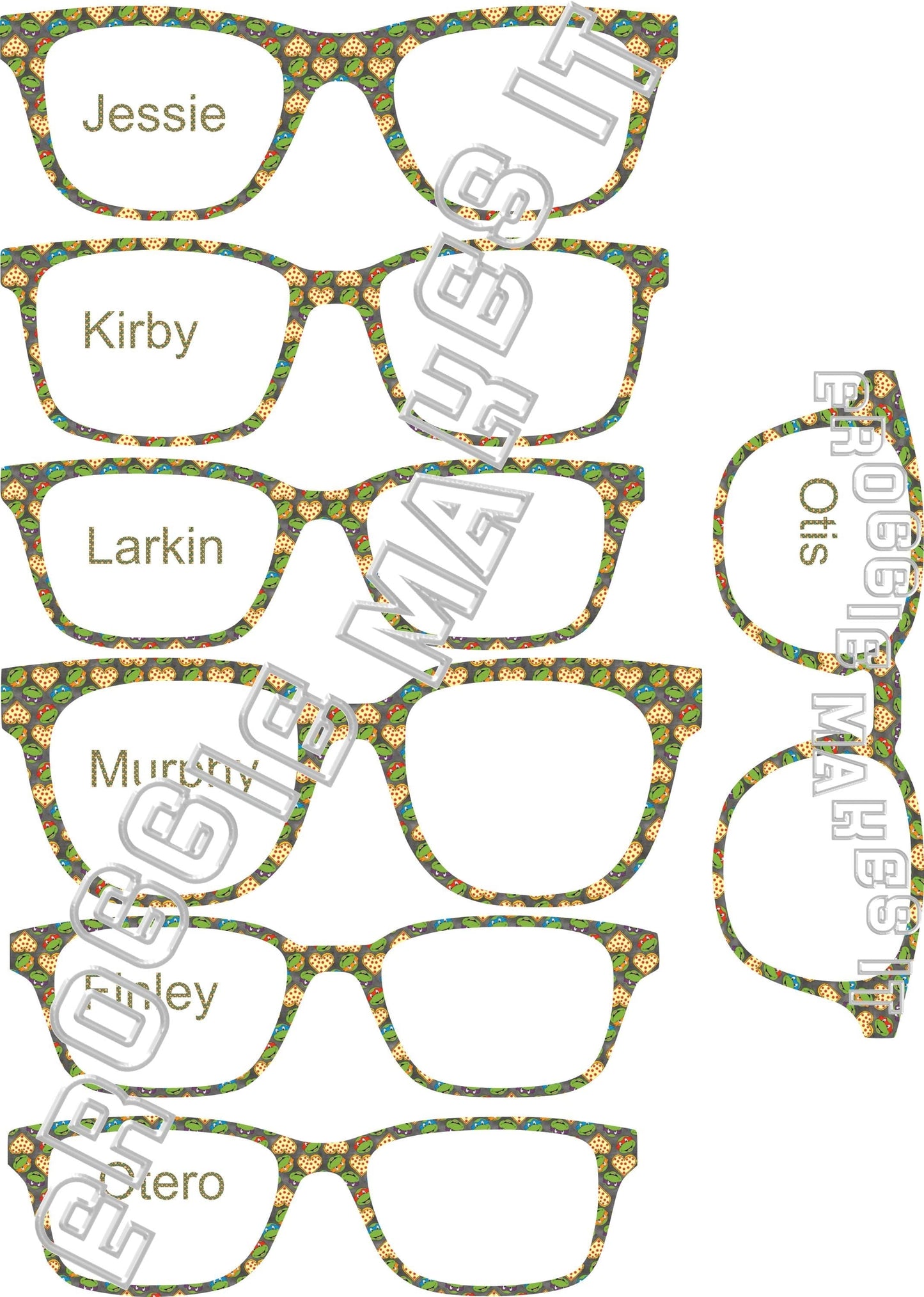 Translucent TMNT Pizza Love frame topper compatible with Pair frames