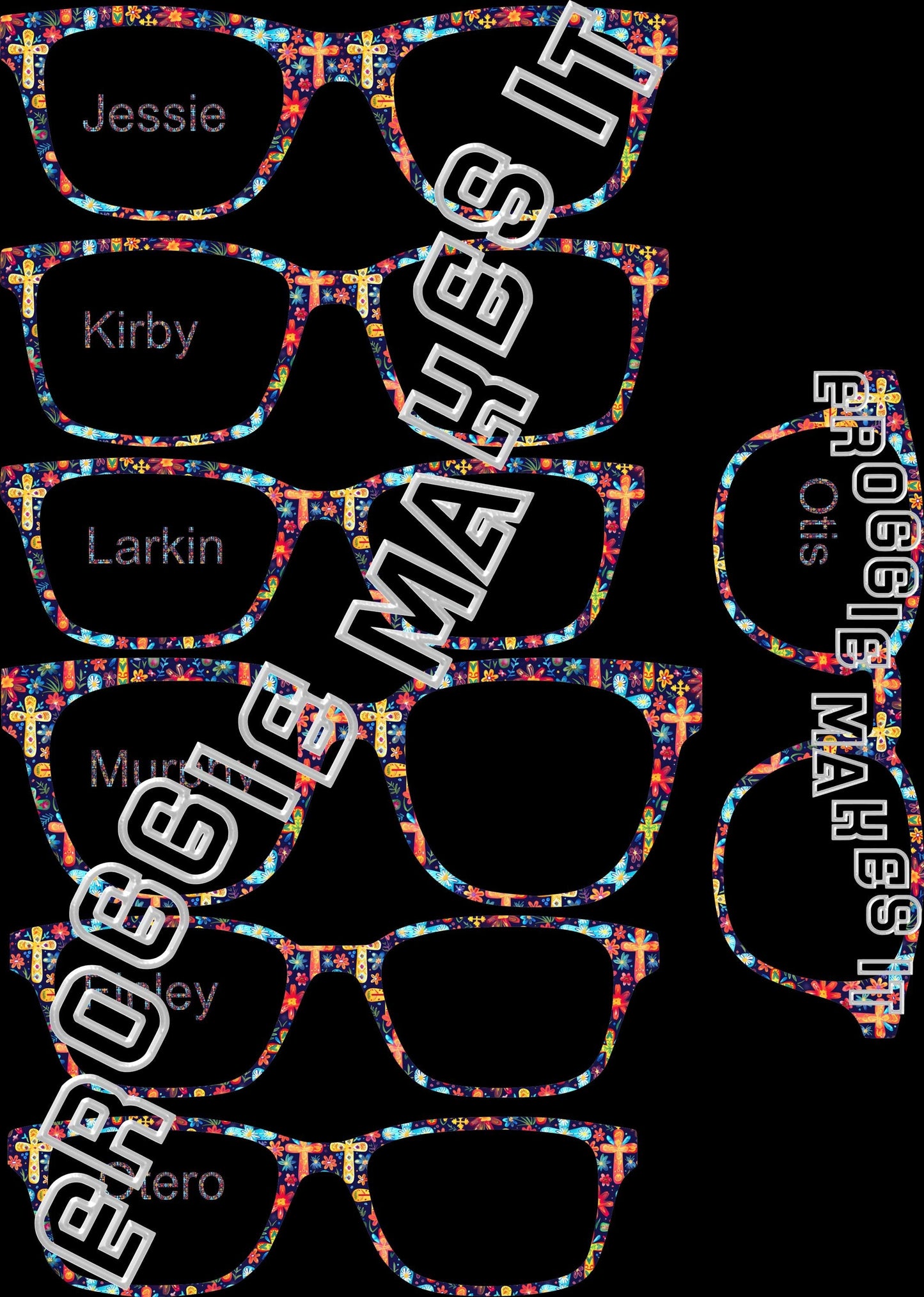 Holographic The Colorful Crosses on Navy BG frame topper compatible with Pair frames