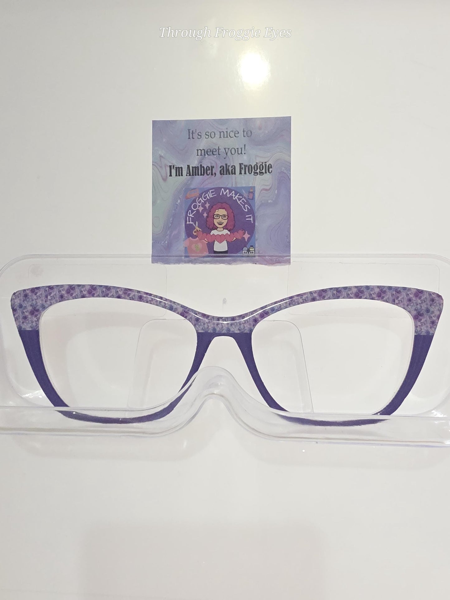 Holographic Purple Teal Flowers & Butterflies split frame topper to fit Pair frames