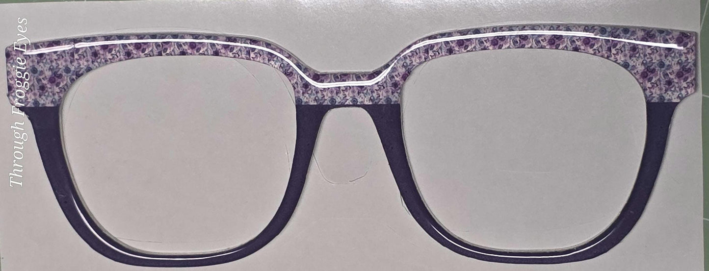 Holographic Purple Teal Flowers & Butterflies split frame topper to fit Pair frames