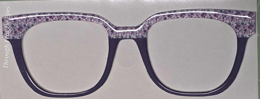 Translucent Purple Teal Flowers & Butterflies split frame topper to fit Pair frames