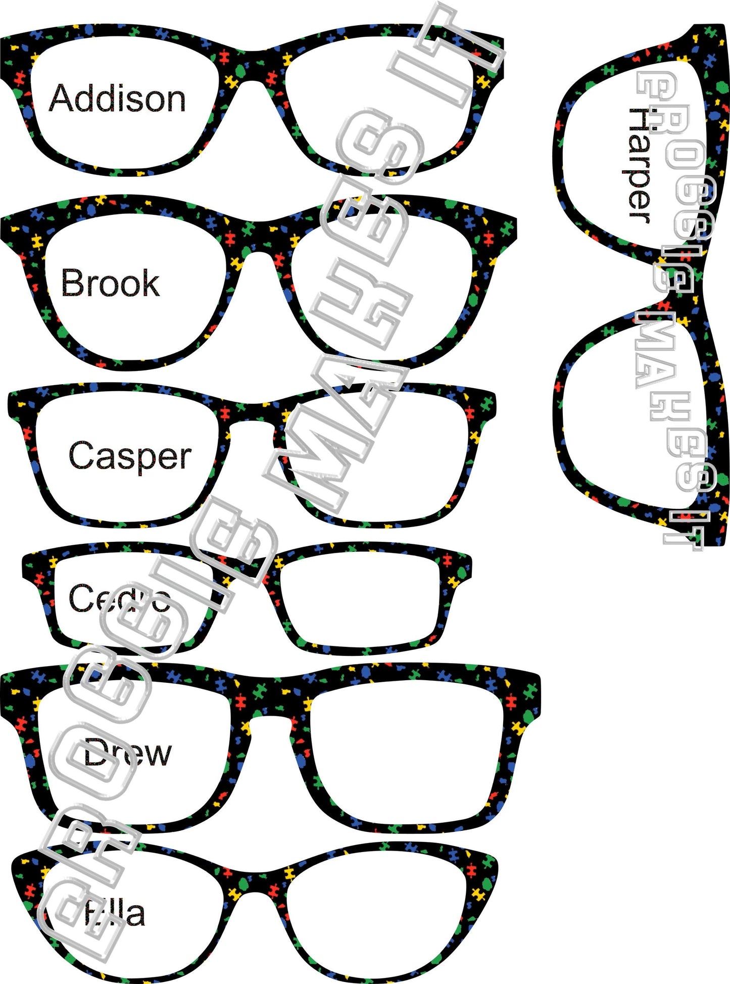 Opaque Autism Leopard frame topper compatible with Pair frames +