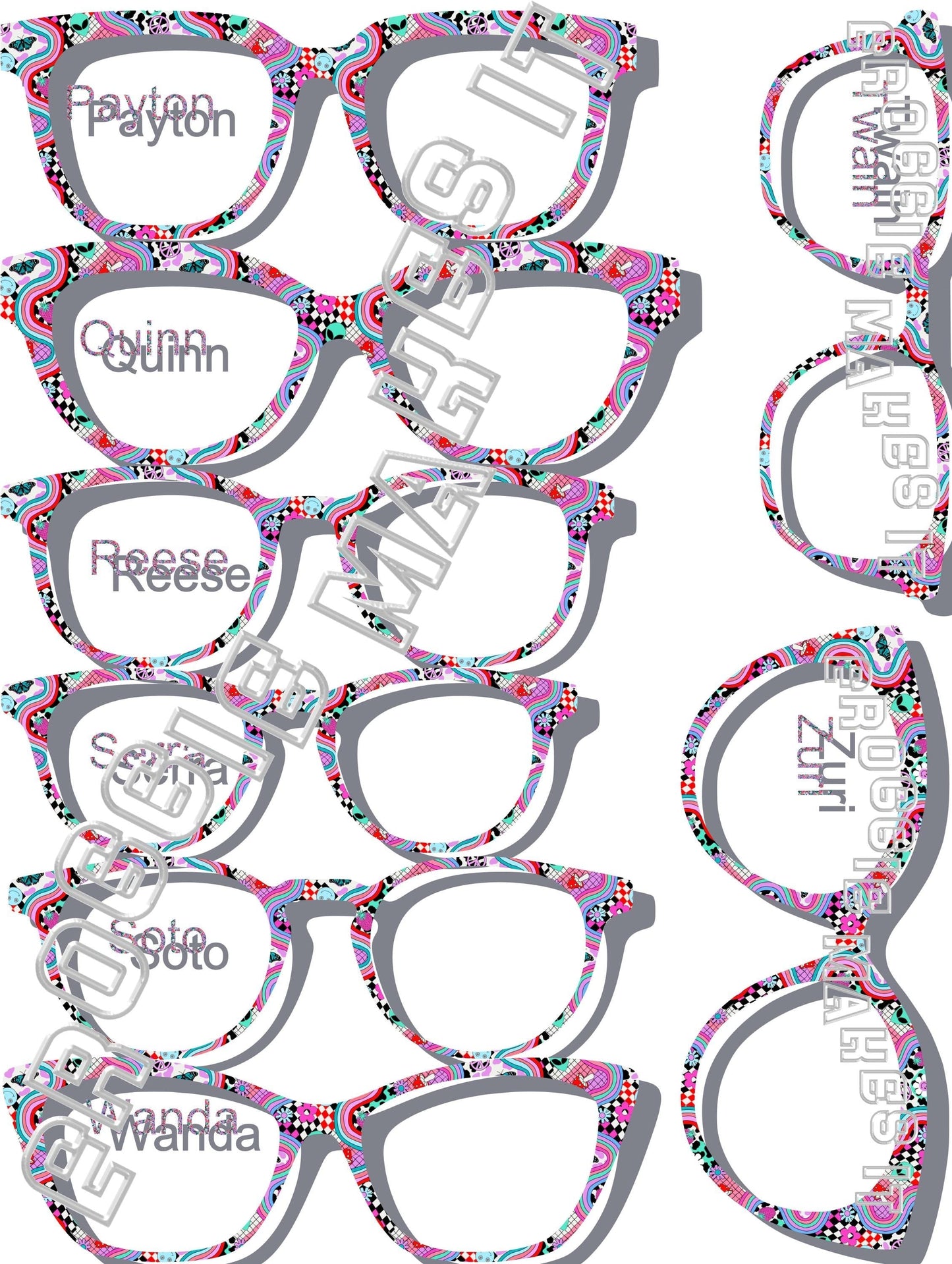 Translucent Groovy, Out of this World, Retro, Hippie, Alien frame topper to fit Pair frames