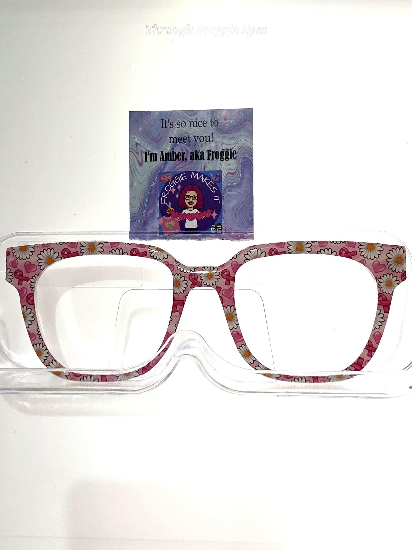 Opaque Pretty in Pink Breast Cancer Daisies magnetic frame topper compatible with Pair frames, laser cut clear, thin acrylic
