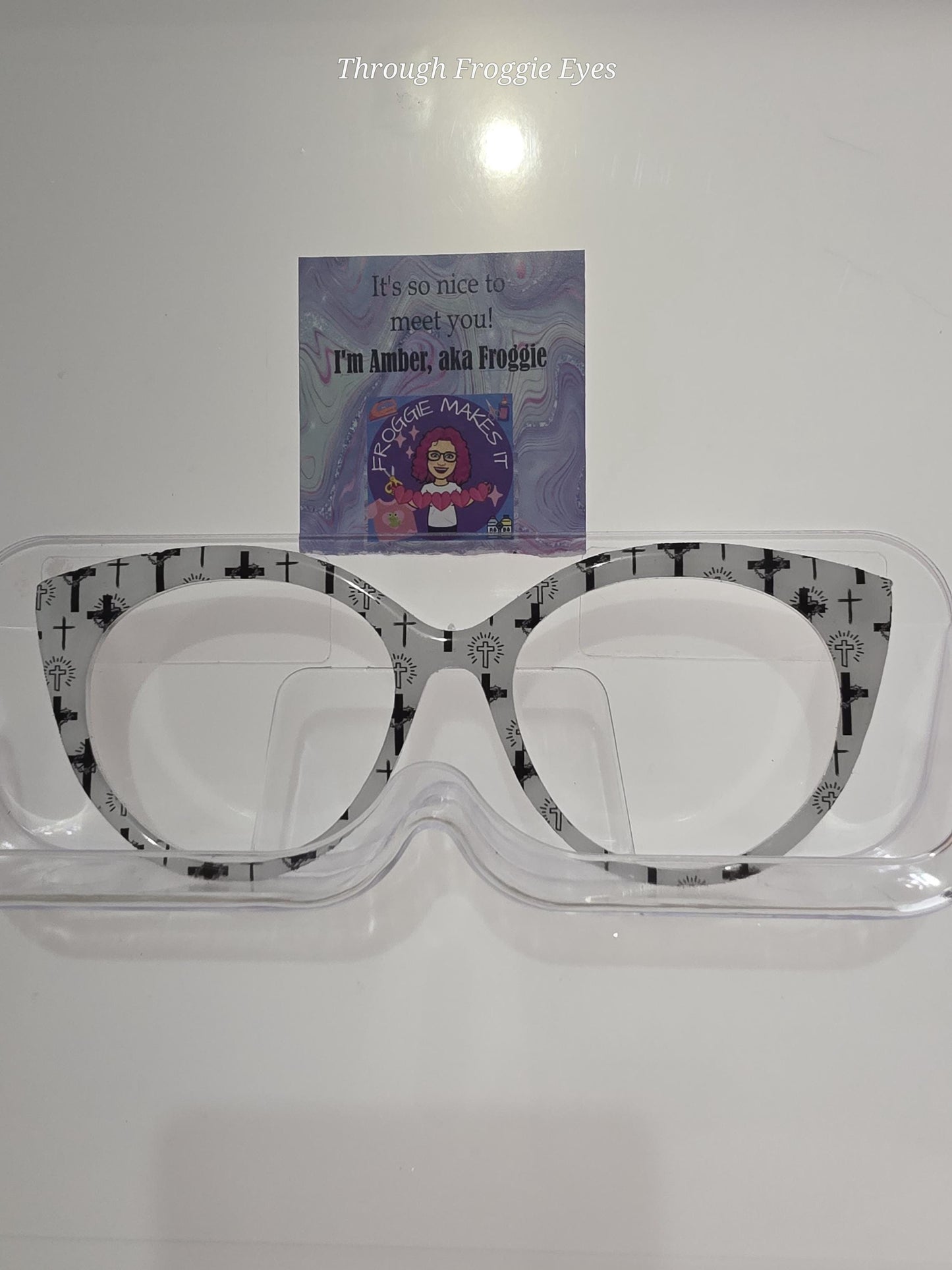 Translucent Crosses BW frame topper to fit Pair frames