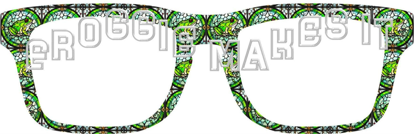 Translucent Frog Stained Glass #10 frame topper to fit Pair frames