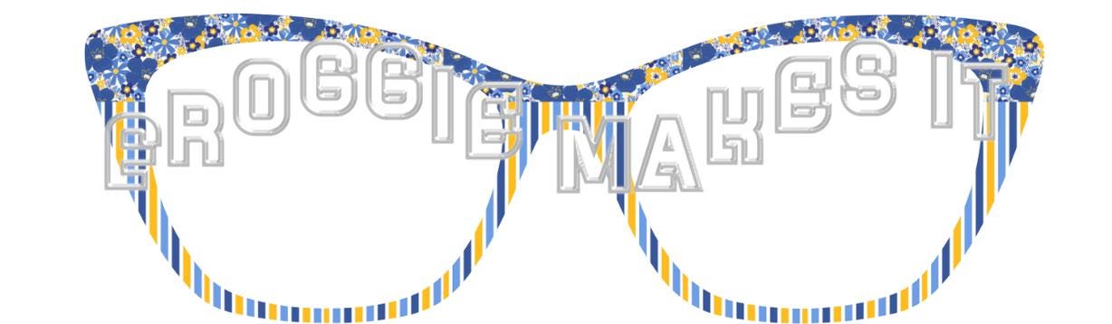 Translucent Blue & Yellow Wallpaper split frame topper to fit Pair frames +