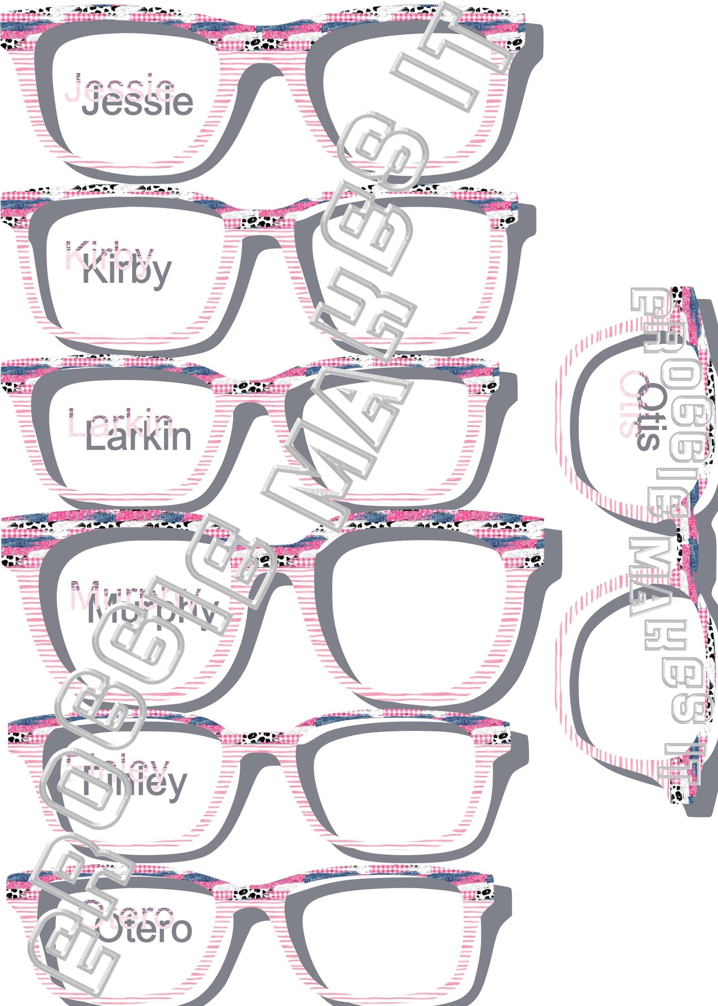 Translucent Pink Denim Cow Brush Strokes over Pink Watercolor Stripes split frame topper to fit Pair frames