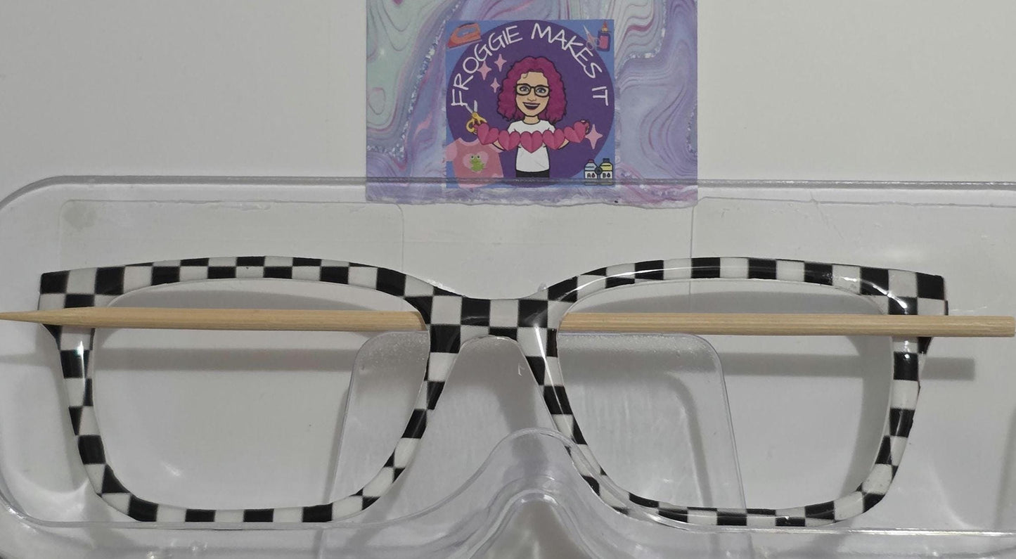 Holographic Orange & White Checkerboard frame topper compatible with Pair frames