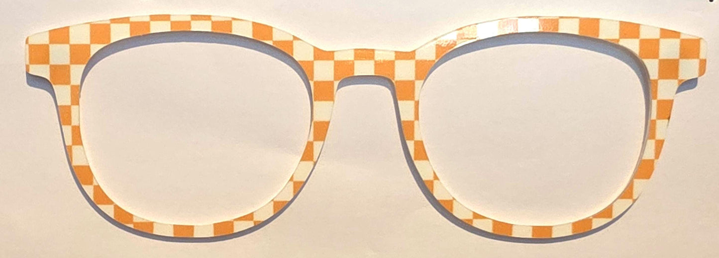 Holographic Orange & White Checkerboard frame topper compatible with Pair frames