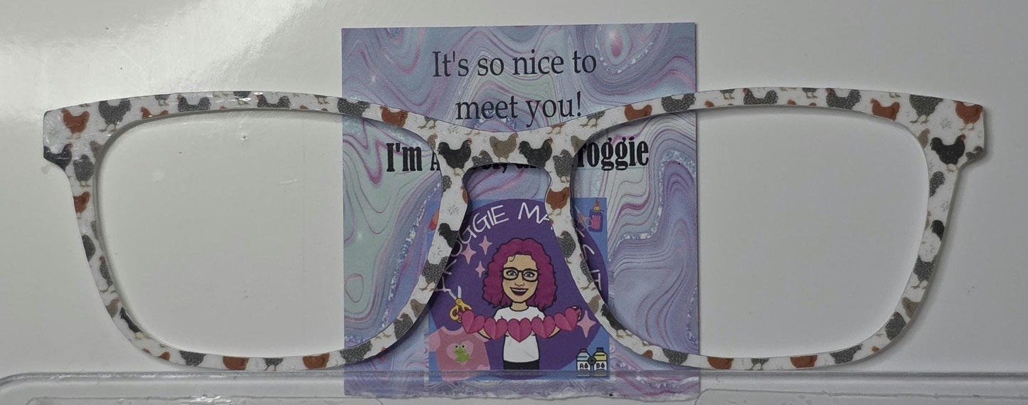 Holographic Happy Hens frame topper compatible with Pair frames