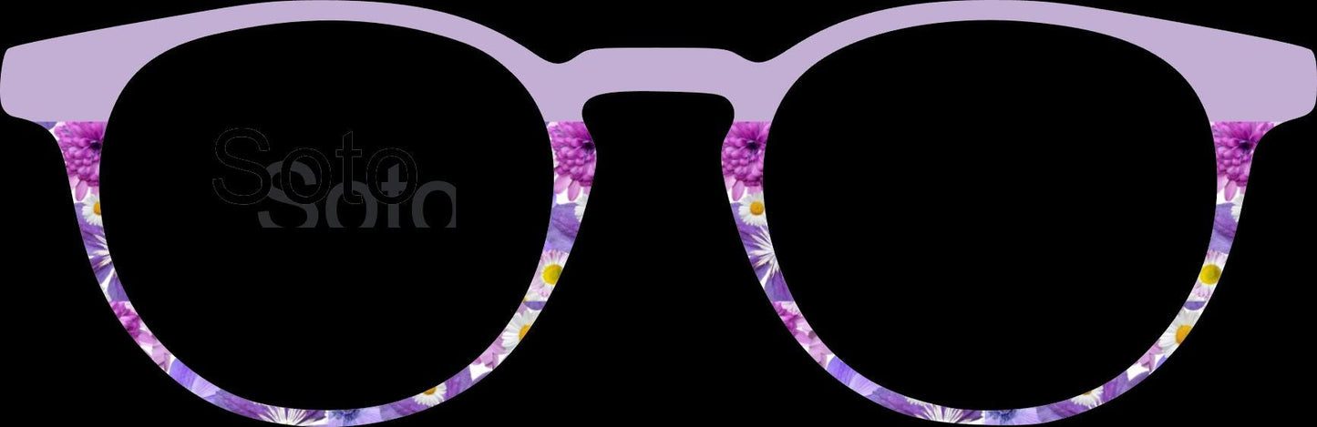Opaque Shades of Purple Flowers & lilac split frame topper compatible with Pair frames