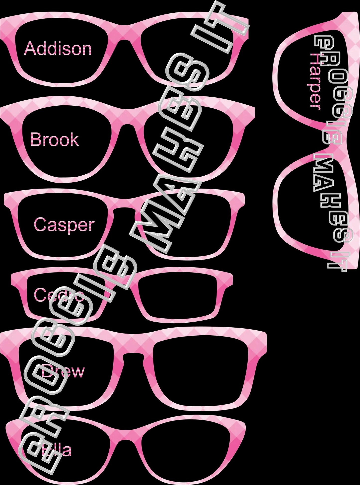 Holographic Pink Diamond Ombre frame topper compatible with Pair frames